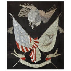 18th Century Patriotic Embroidery of American and Irish Flags