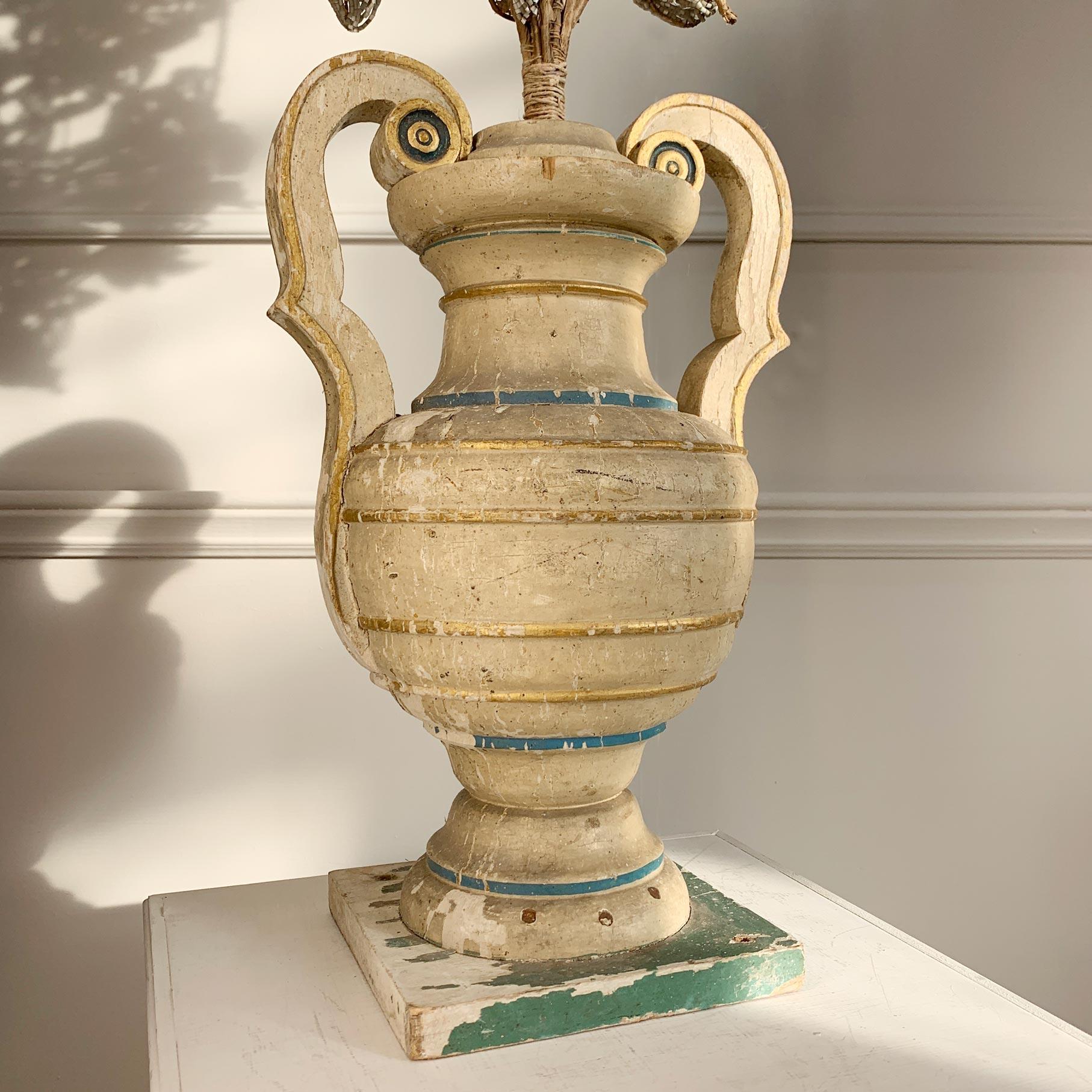 Rococo 18th Century Pearl and Murano Glass Bead Altar Palmetti and Urn For Sale