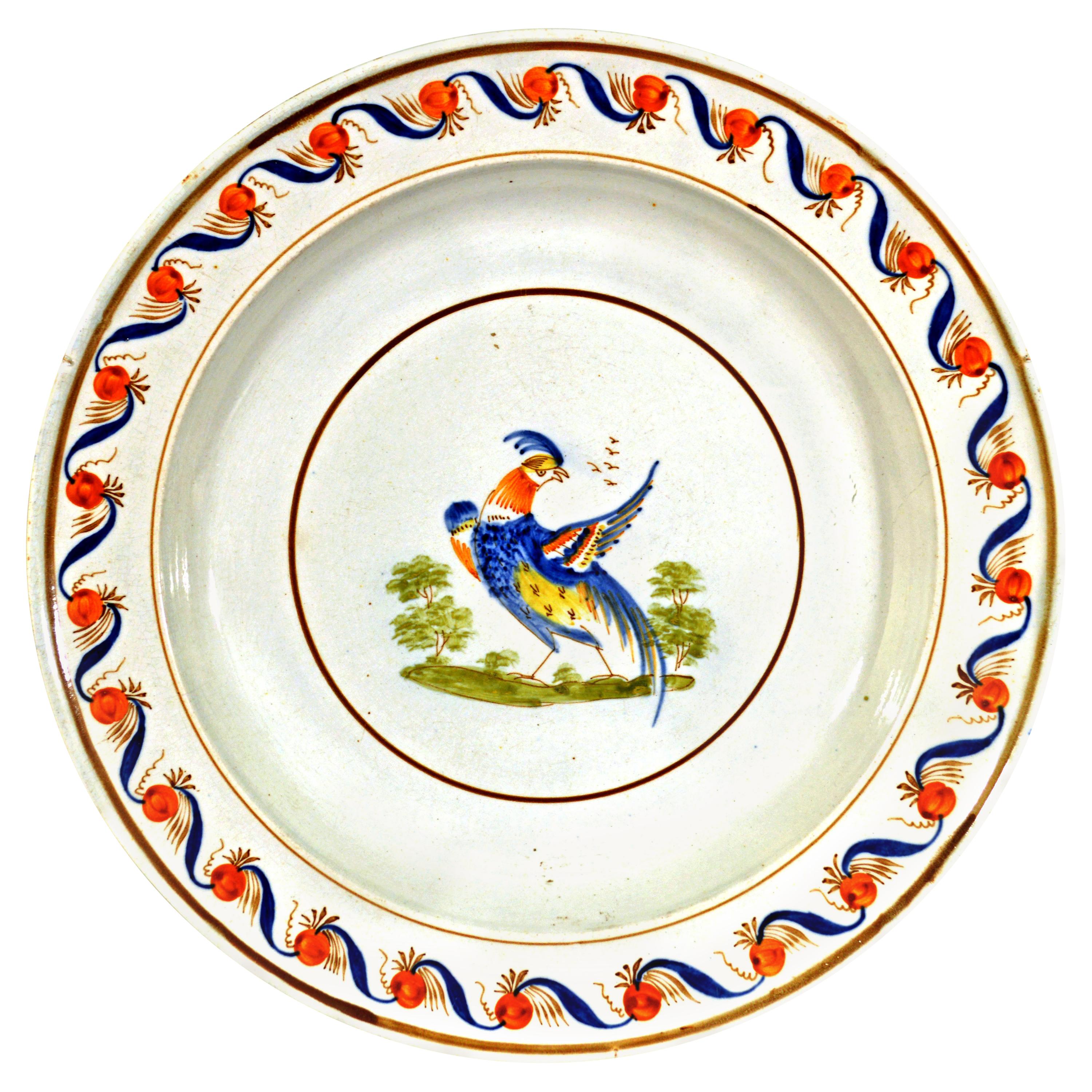 18th Century Pearlware Peafowl Large Plate