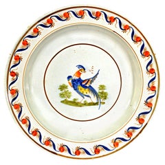 Antique 18th Century Pearlware Peafowl Large Plate