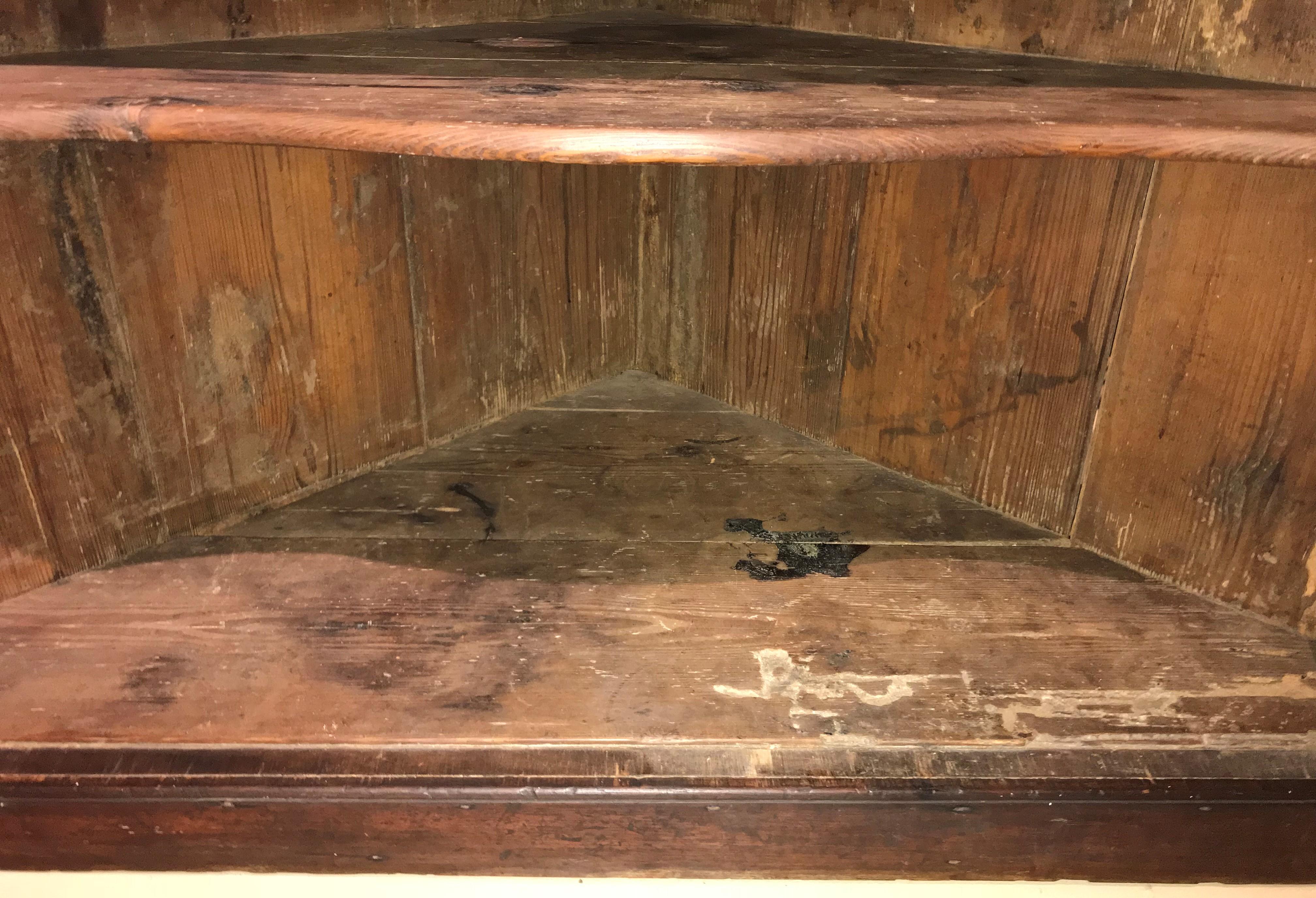 American 18th Century Pennsylvania Black Walnut Corner Cupboard with Family Provenance For Sale