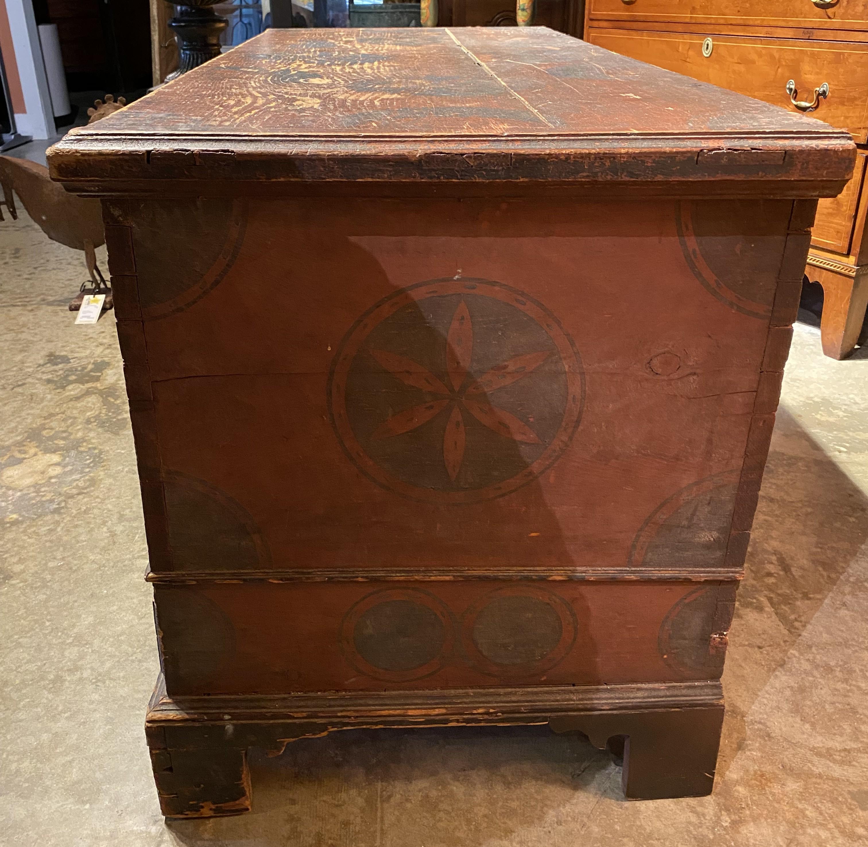Pine 18th Century Pennsylvania Painted Two Drawer Dowry or Blanket Chest For Sale