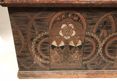 18th Century  Polychrome Decorated Tulipwood Dower Chest