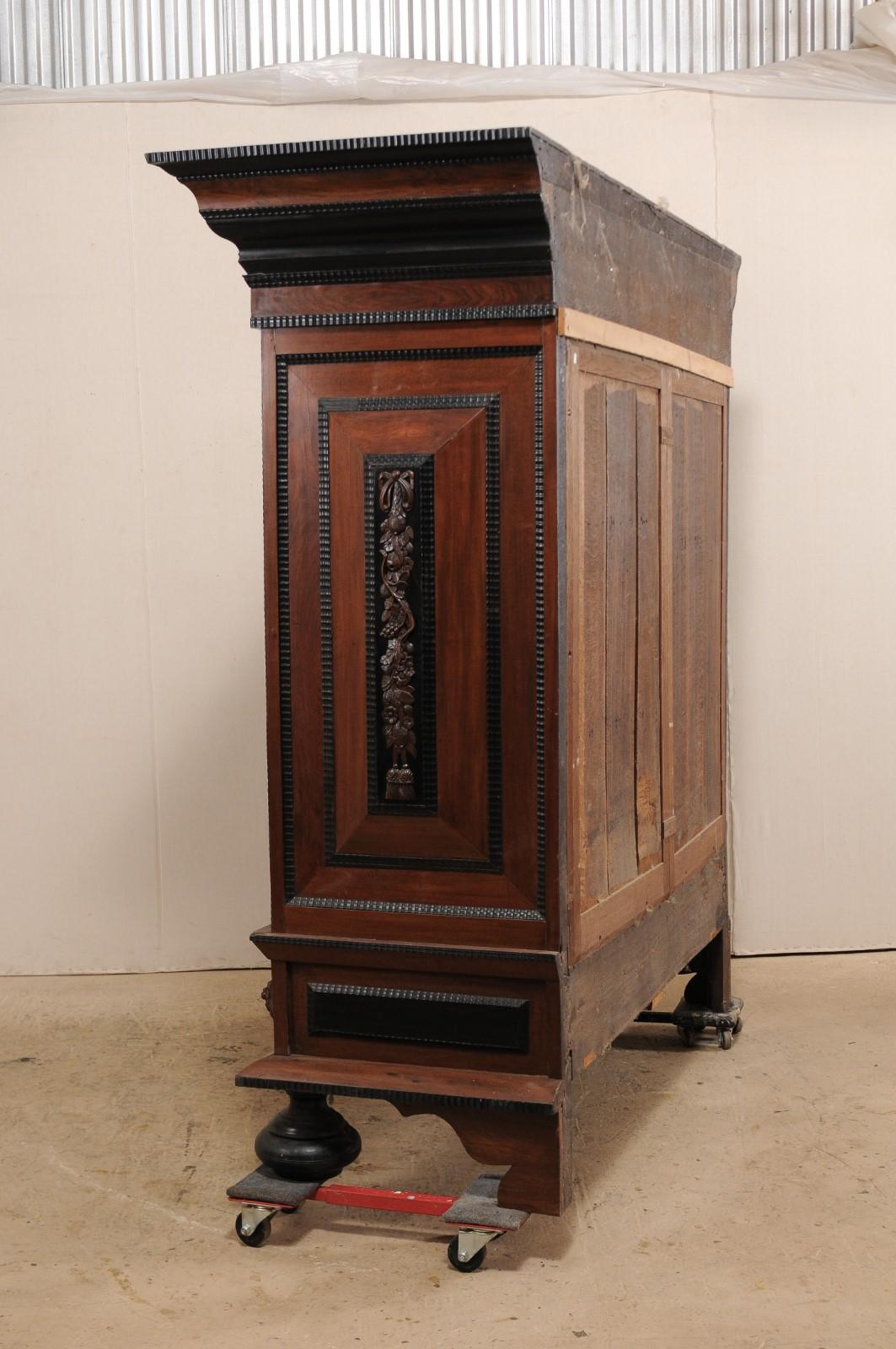 18th Century Period Baroque Kas Wardrobe Cabinet with Rich Carved Wood Details For Sale 4