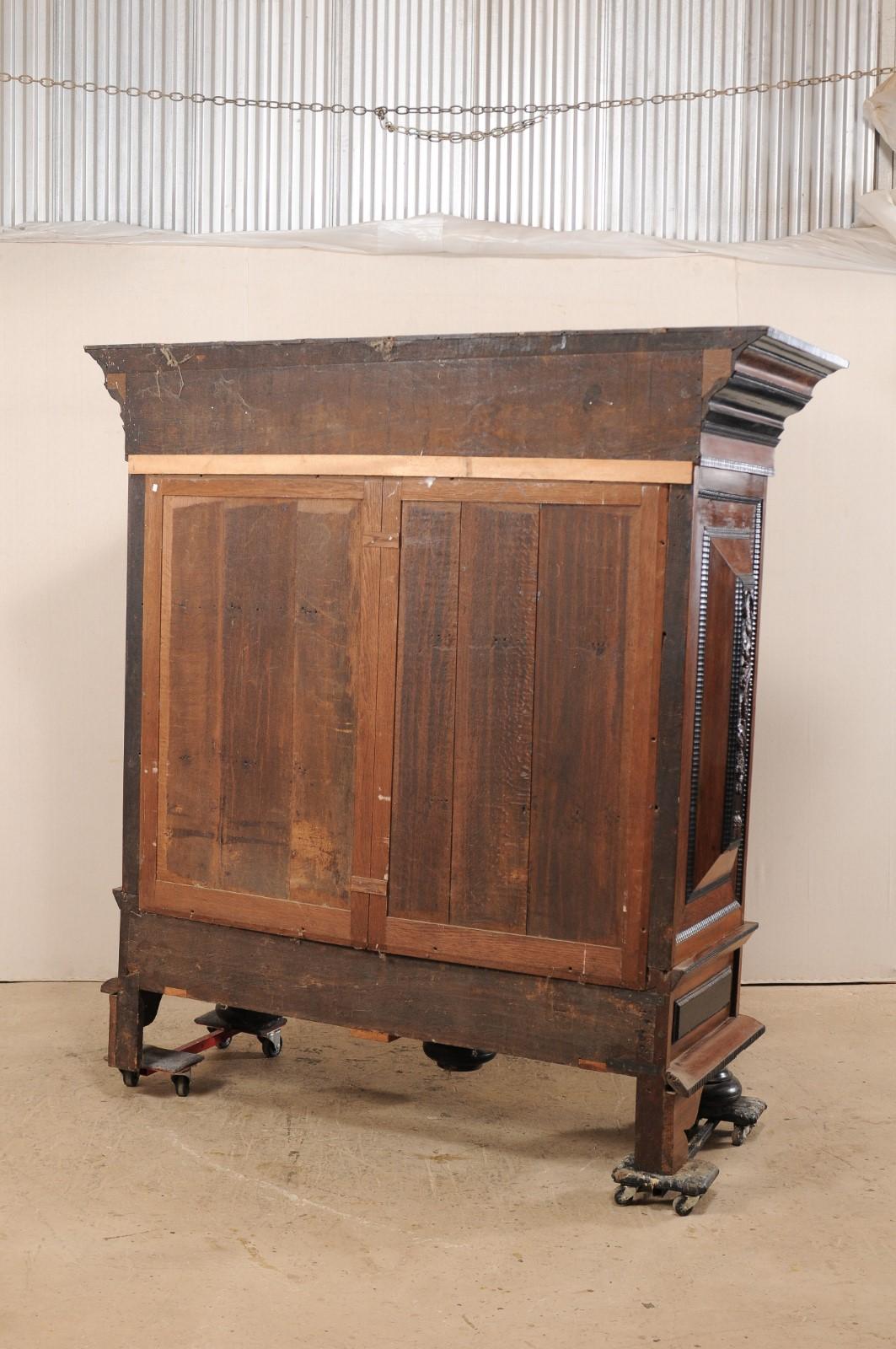 18th Century Period Baroque Kas Wardrobe Cabinet with Rich Carved Wood Details For Sale 5