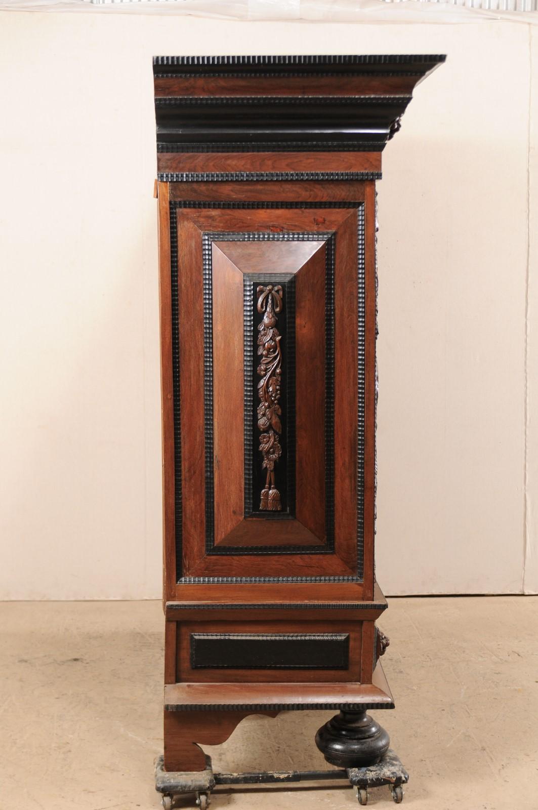 18th Century Period Baroque Kas Wardrobe Cabinet with Rich Carved Wood Details For Sale 3