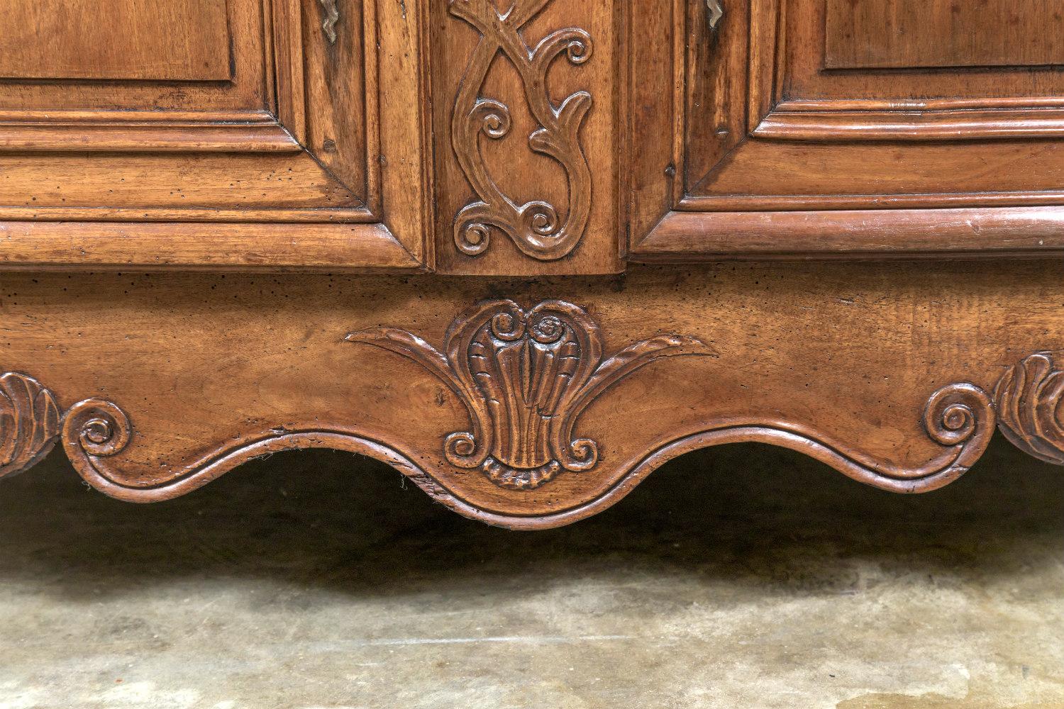 18th Century Period French Louis XV Walnut Chateau Buffet Deux Corps   10