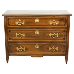 18th Century Period French Louis XVI Walnut and Fruitwood Marquetry Commode