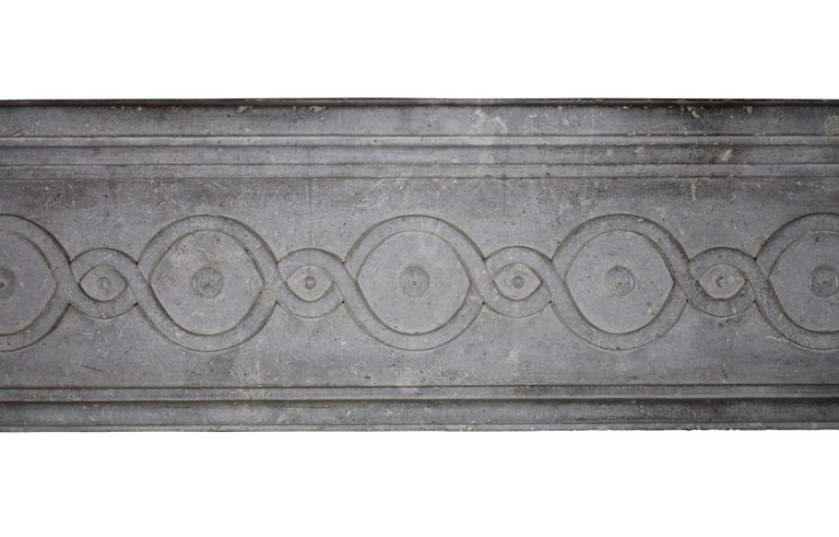 Louis XVI 18th Century Period French Timely Grey Hard Limestone Fireplace Surround For Sale