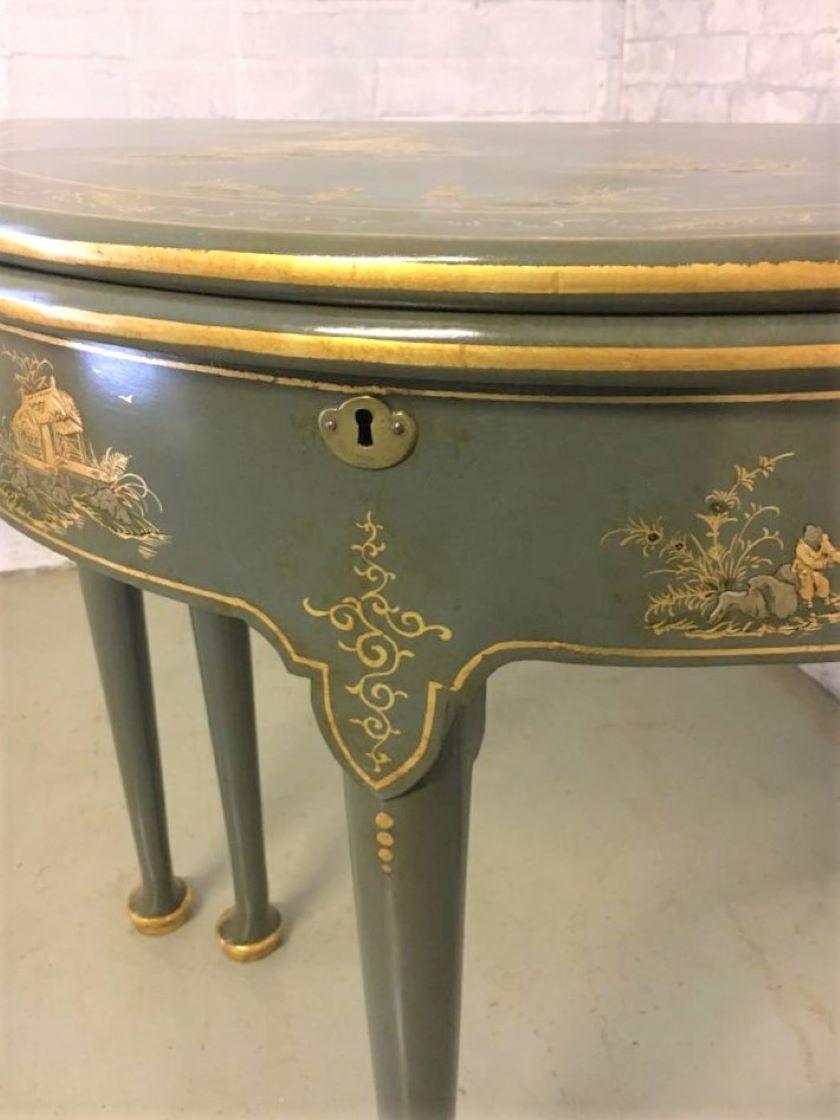 Lacquered Chinoiserie Lacquer Games Side Table  For Sale