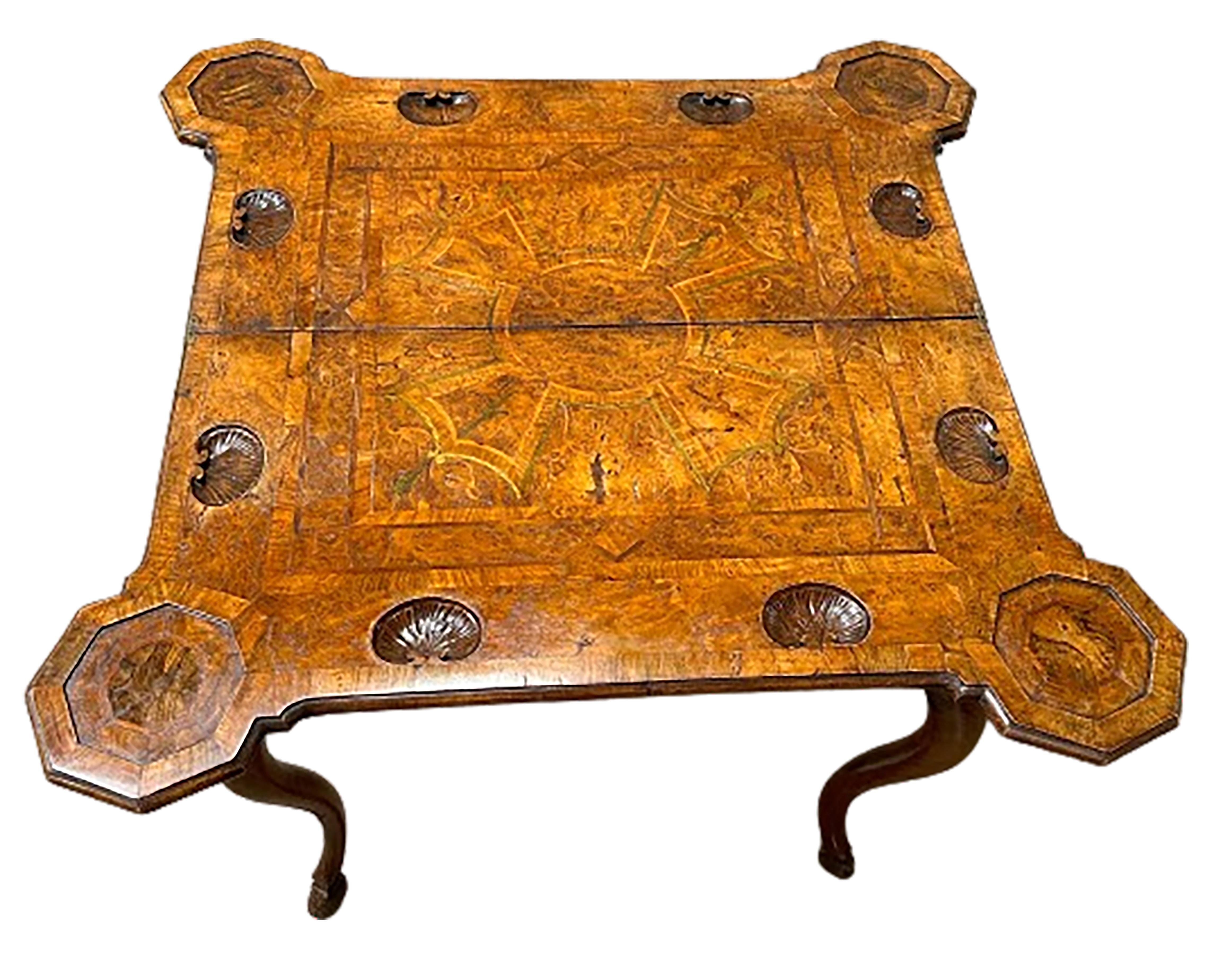 18th Century Period Italian Parquetry and Burl Game Table In Good Condition For Sale In Dallas, TX