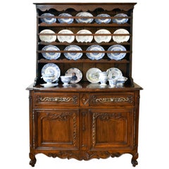 Antique 18th Century Period Louis XV Cupboard in Walnut with Dish Rack, France, c. 1750