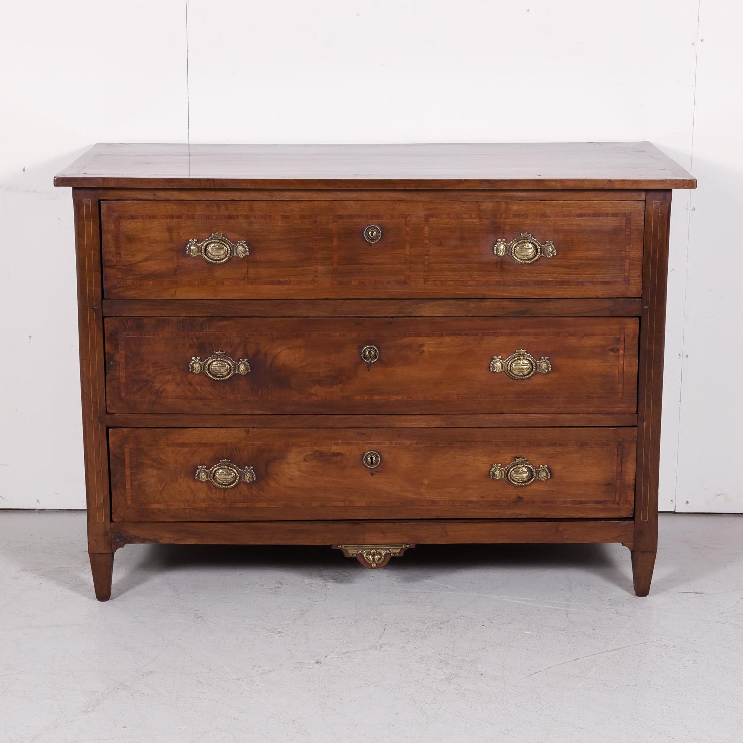18th Century Period Louis XVI Walnut and Parquetry Commode In Good Condition In Birmingham, AL