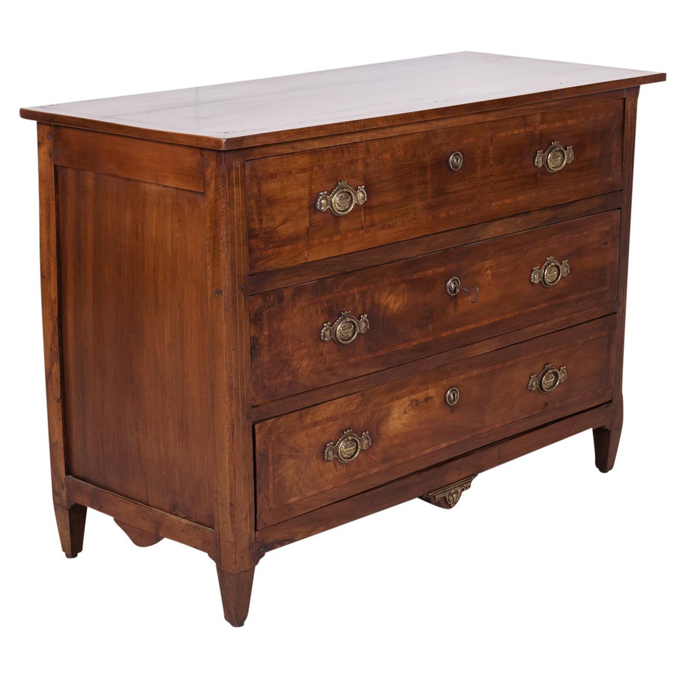 18th Century Period Louis XVI Walnut and Parquetry Commode