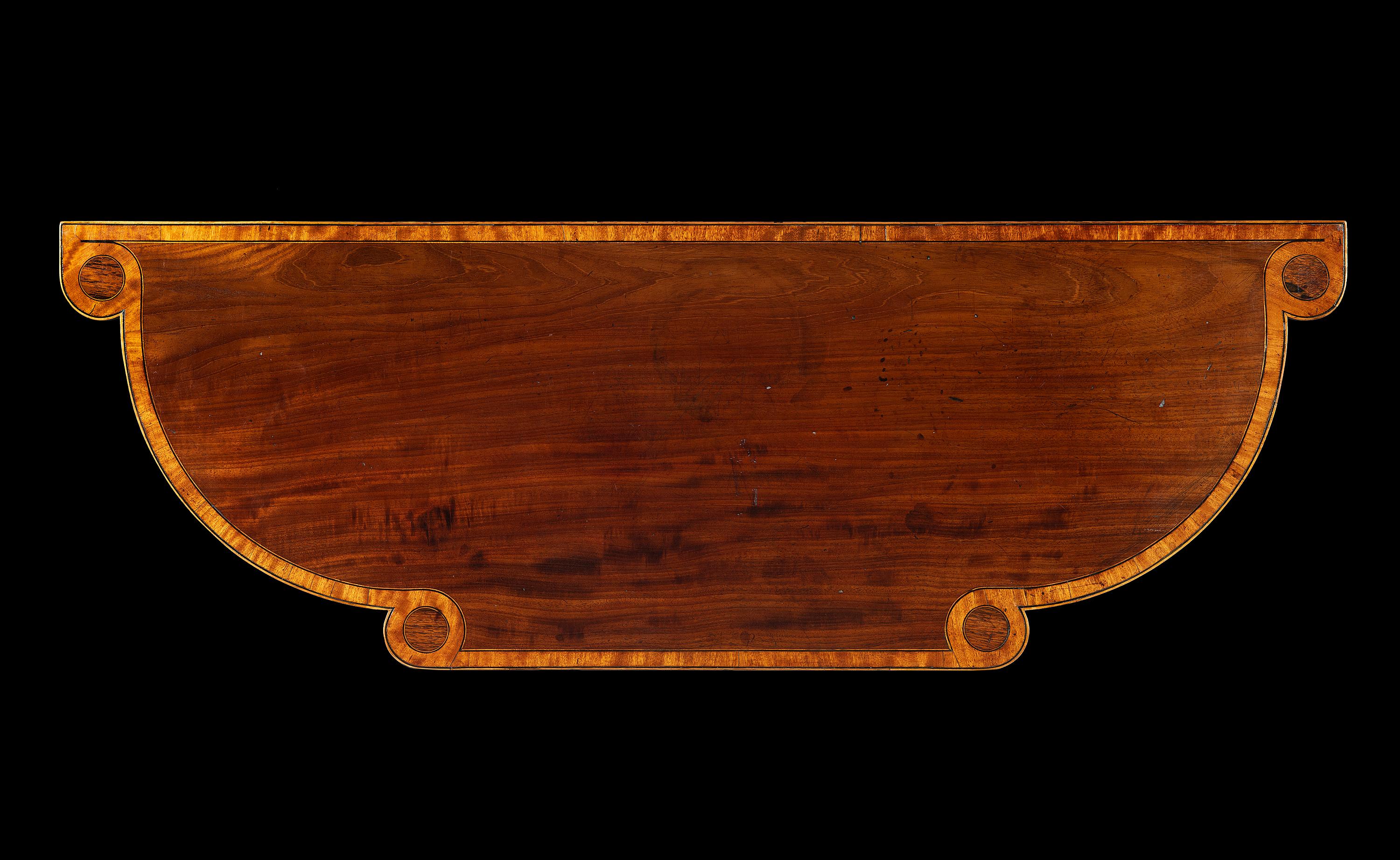 George III 18th Century Period Mahogany & Rosewood Crossbanded Demilune Pier Table