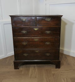 Georgian Oak Chest of Drawers, 18th Century Antique, Brass Handles, UK