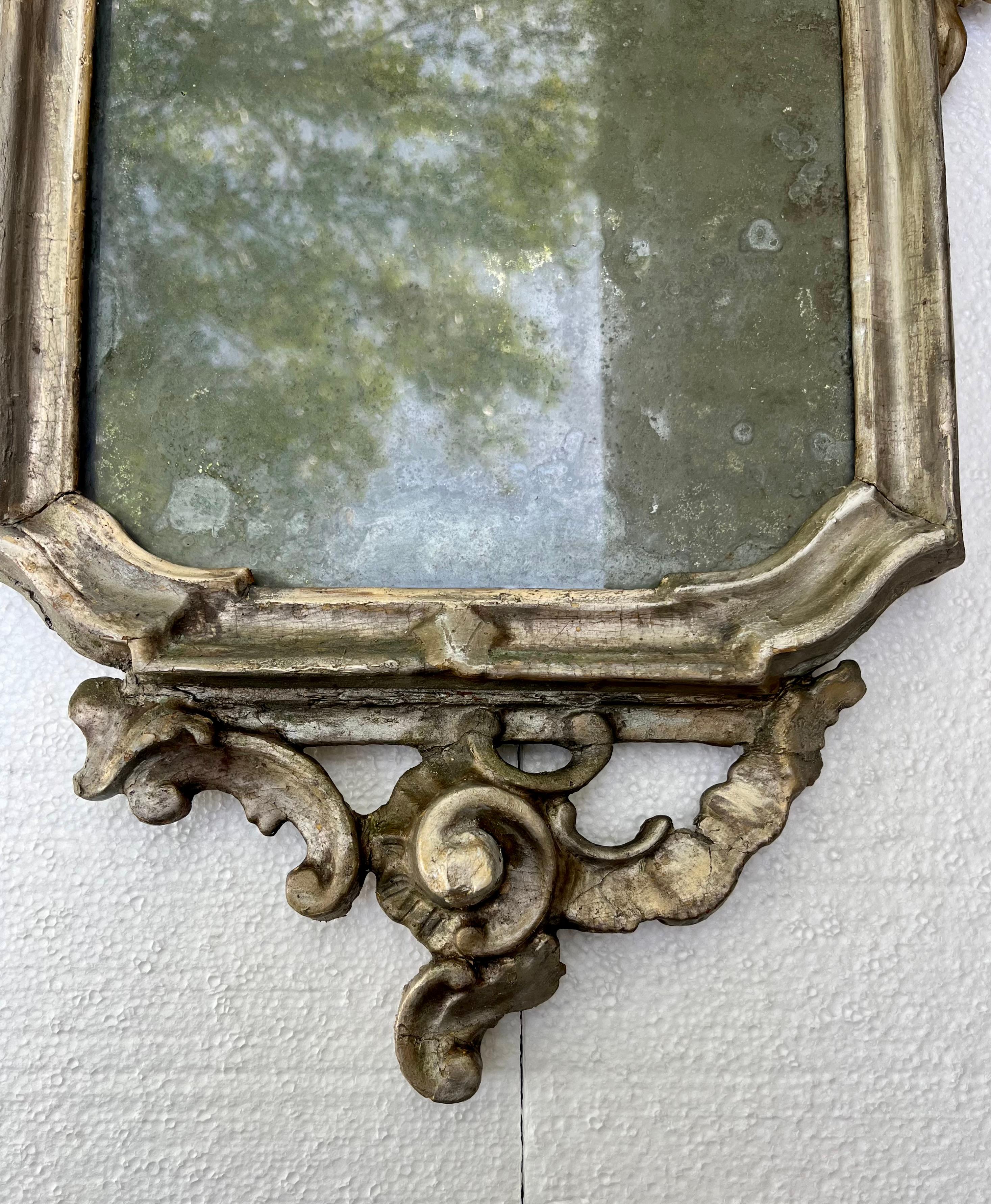 18th Century Period Rococo Venetian Carved and Silvered Mirror For Sale 2