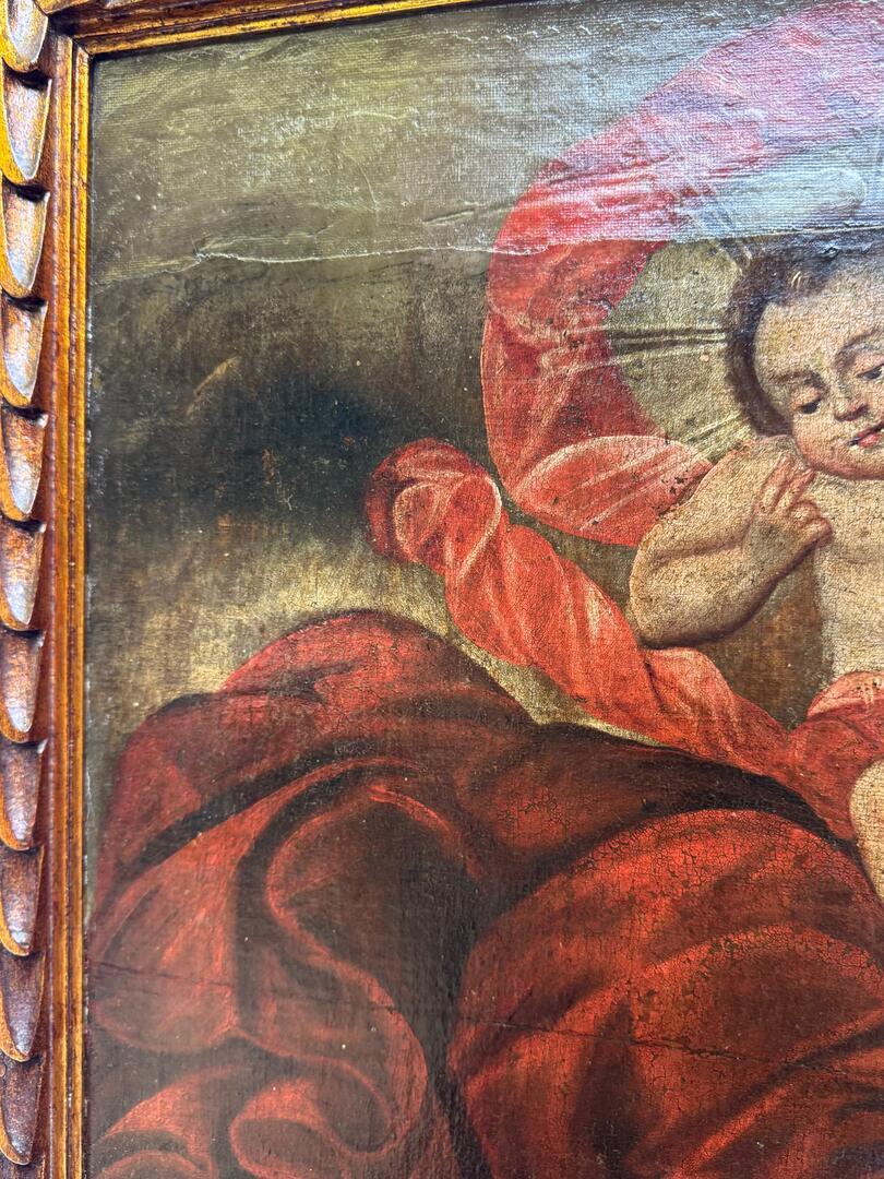 Óleo Colonial Español Peruano del Siglo XVIII sobre Lienzo -  San Cristóbal Colonial español en venta
