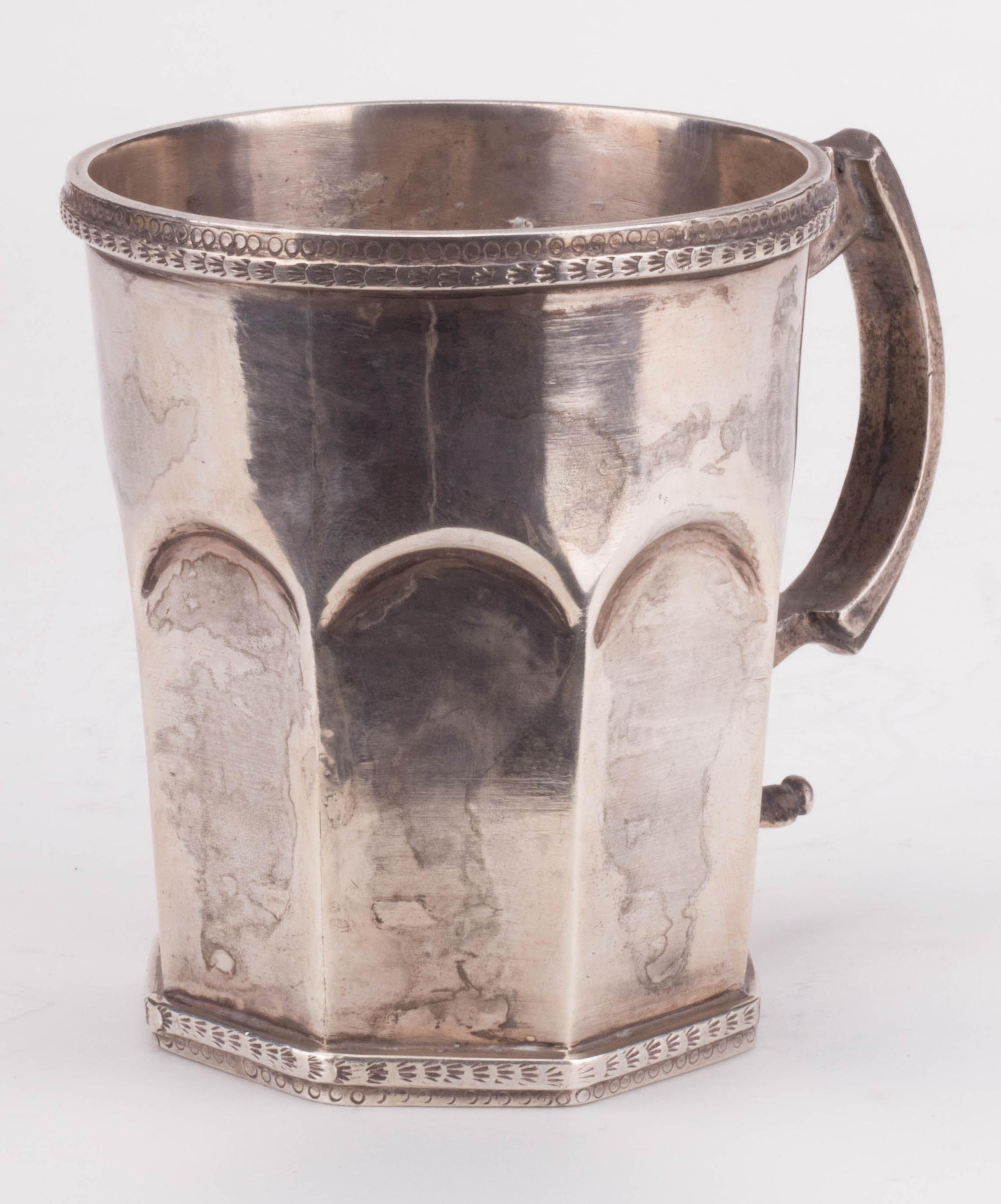 18th Century Peruvian Sterling Silver Jug with Pearl Decoration 1