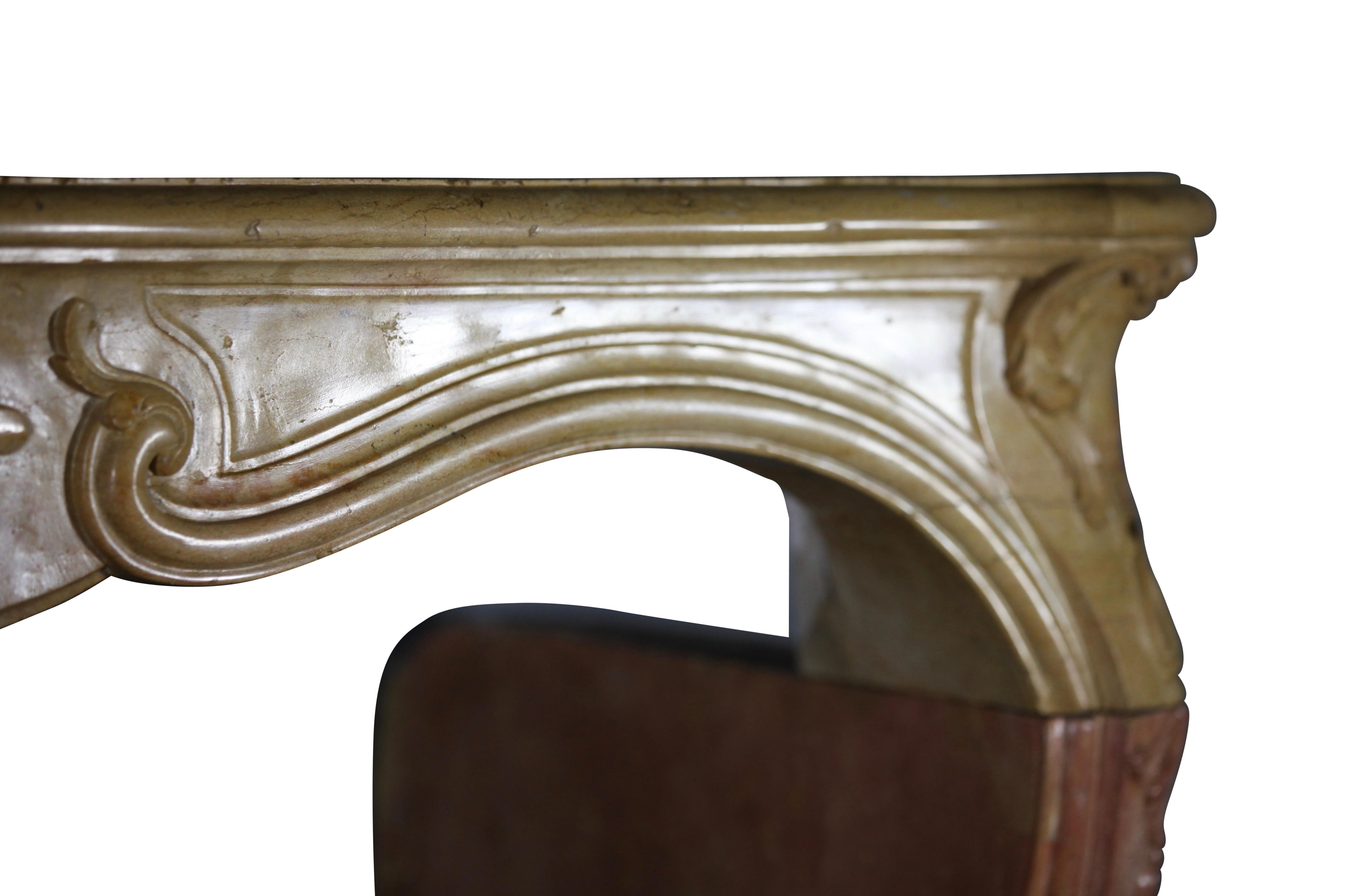 18th Century Petite French Marble Limestone Antique Fireplace Surround For Sale 9