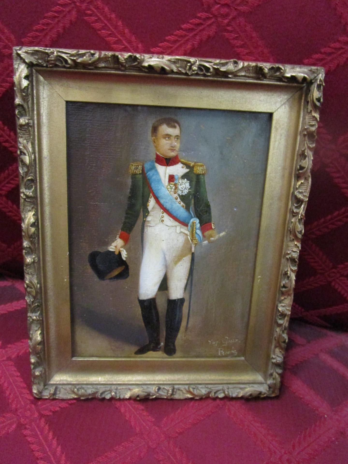 Neoclassical 18th century Petite Oil Painting of Napoleon Bonaparte in Full Dress Uniform