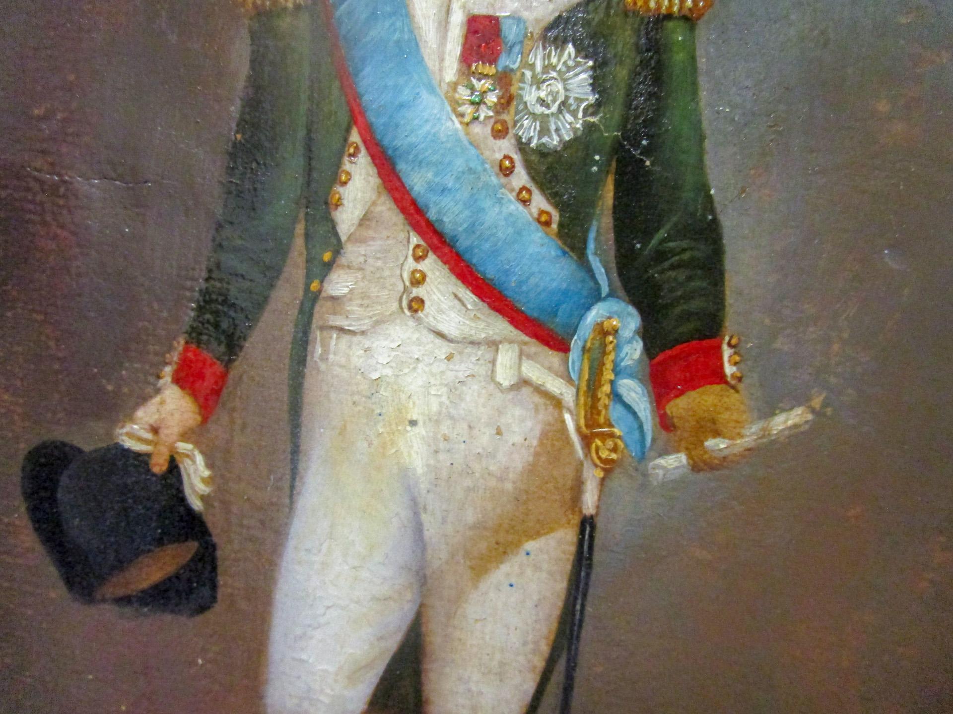 Oiled 18th century Petite Oil Painting of Napoleon Bonaparte in Full Dress Uniform