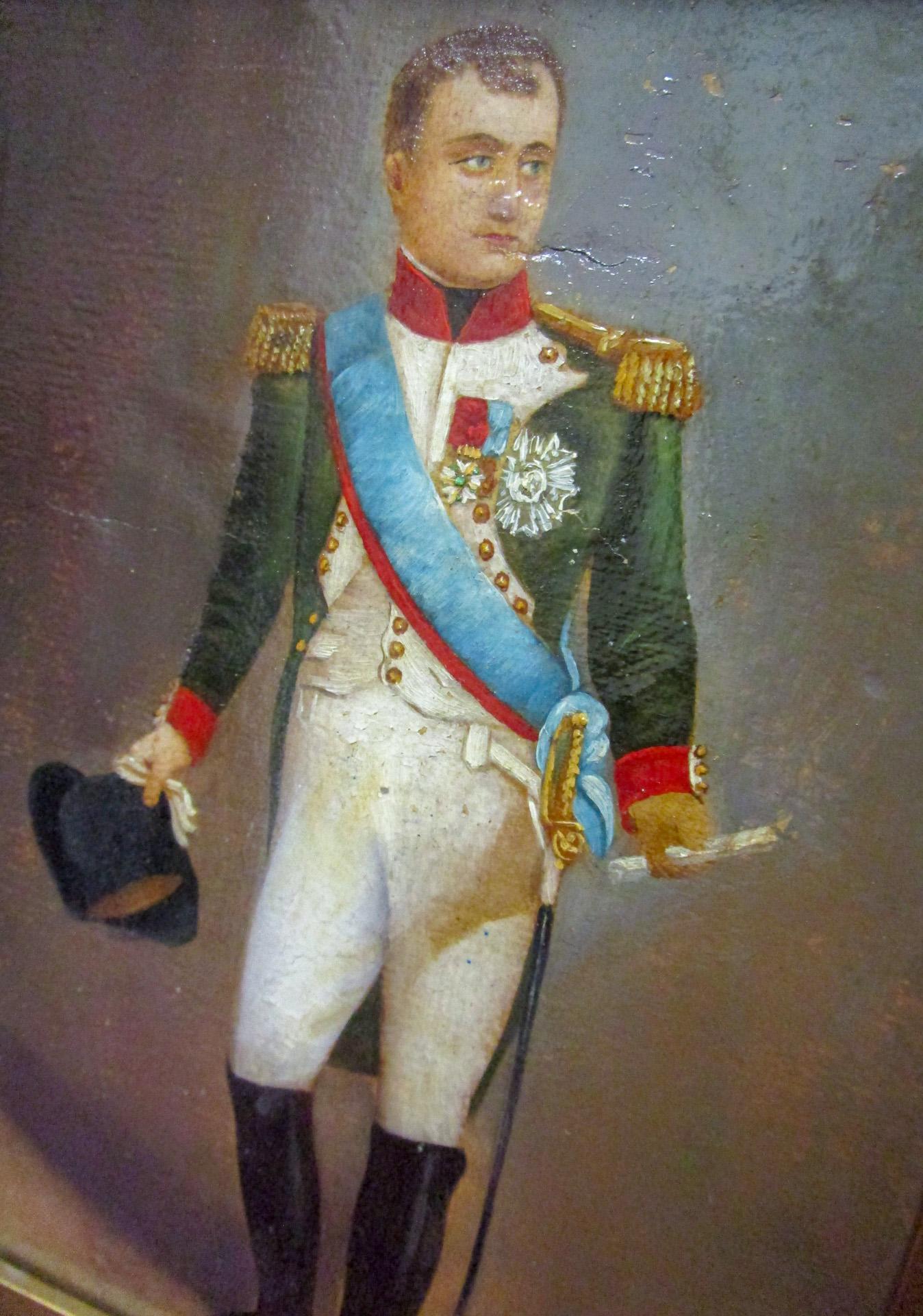 18th century Petite Oil Painting of Napoleon Bonaparte in Full Dress Uniform In Good Condition In Savannah, GA