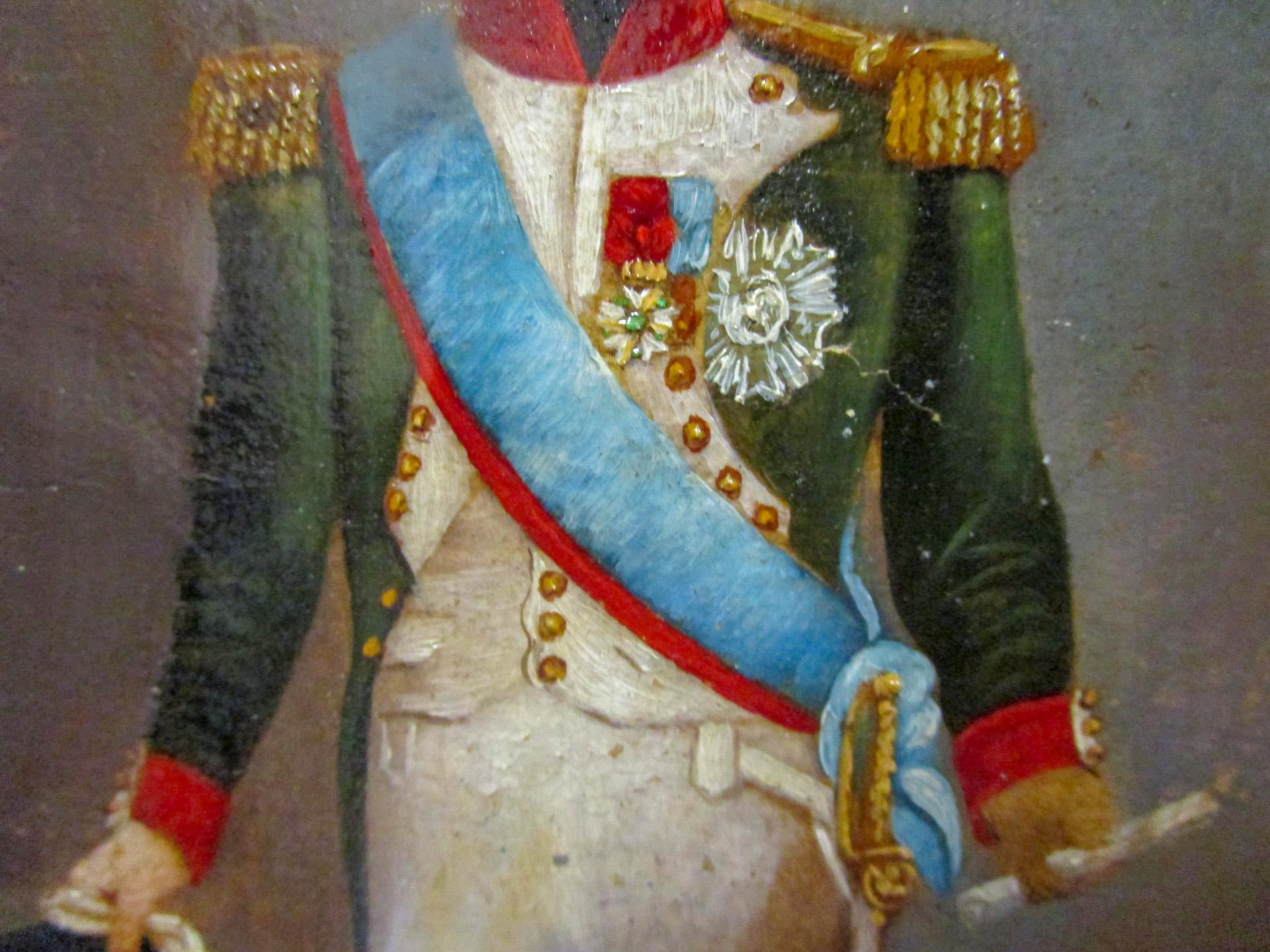Canvas 18th century Petite Oil Painting of Napoleon Bonaparte in Full Dress Uniform