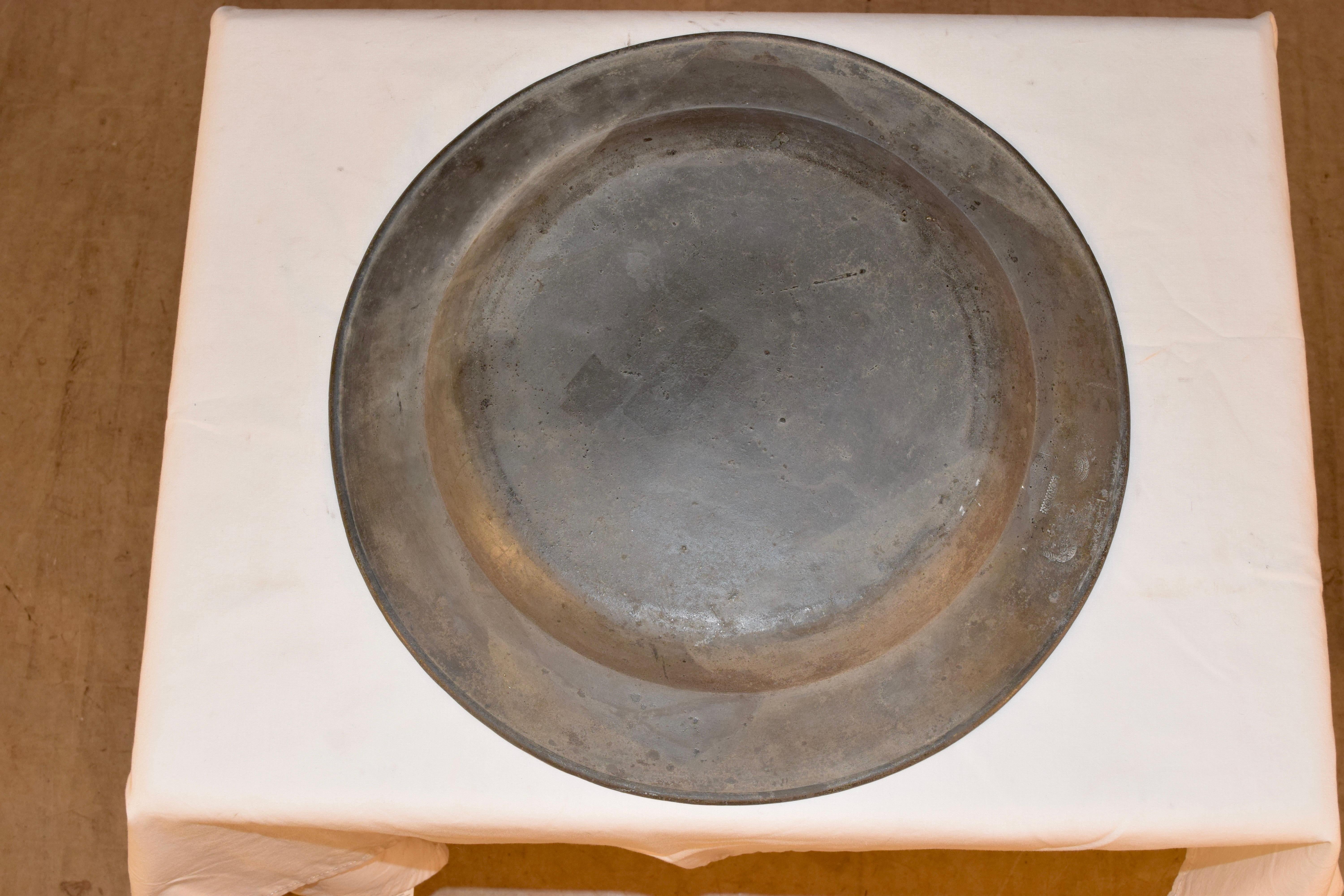Georgian 18th Century Pewter Charger For Sale