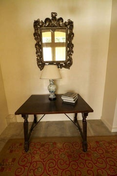 18th Century Pewter-Toned Baroque Style Hall Mirror
