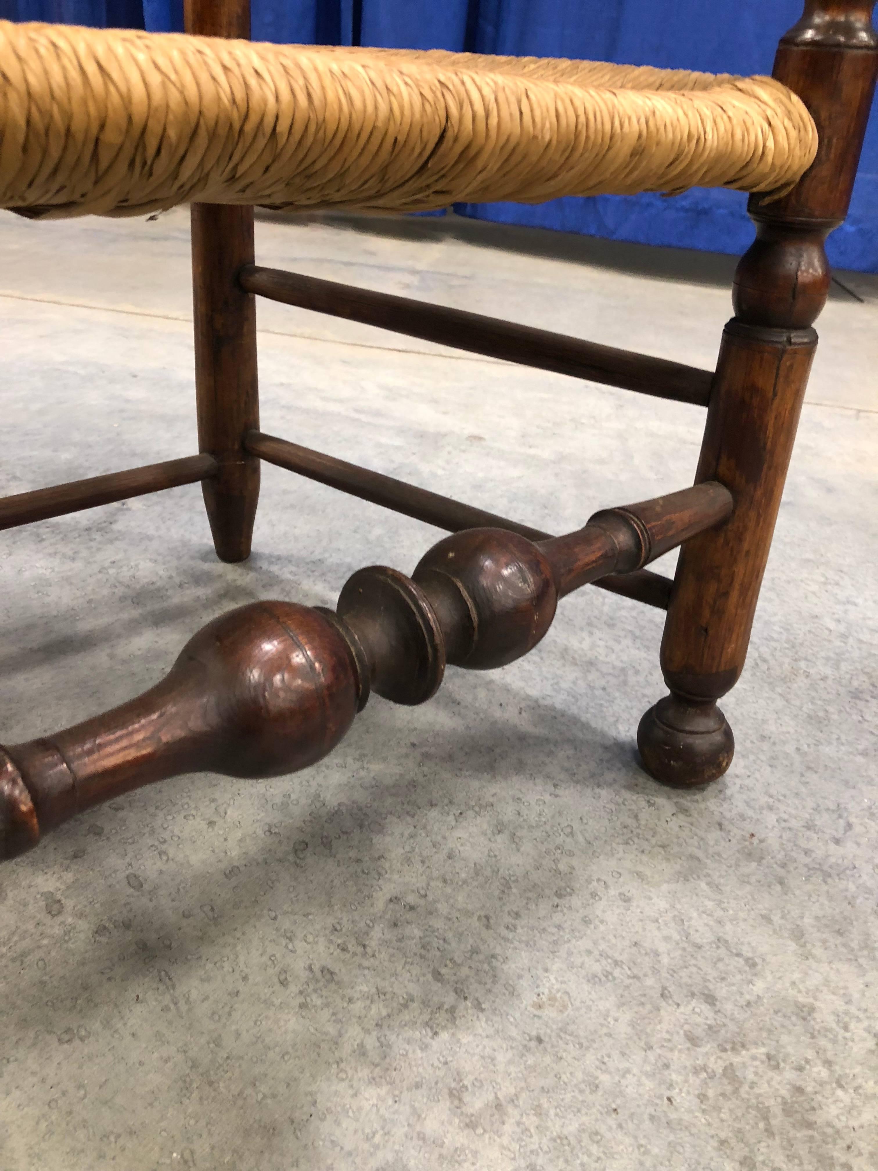 18th century Philadelphia ladder back armchair turned stretcher, 1760.