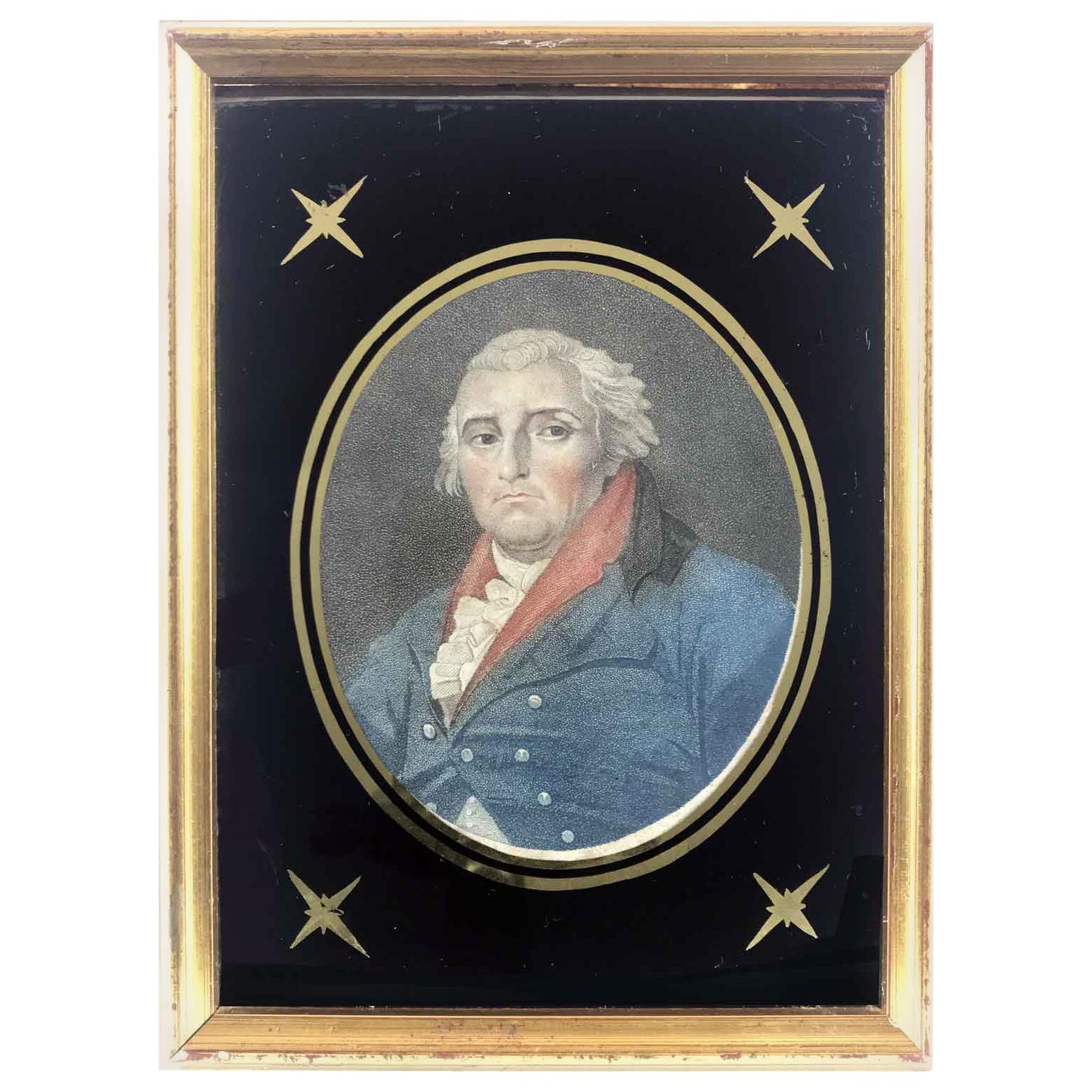 Philip James Loutherbourg-Porträt, Englische Miniatur-Papier-Radierung, 18. Jahrhundert