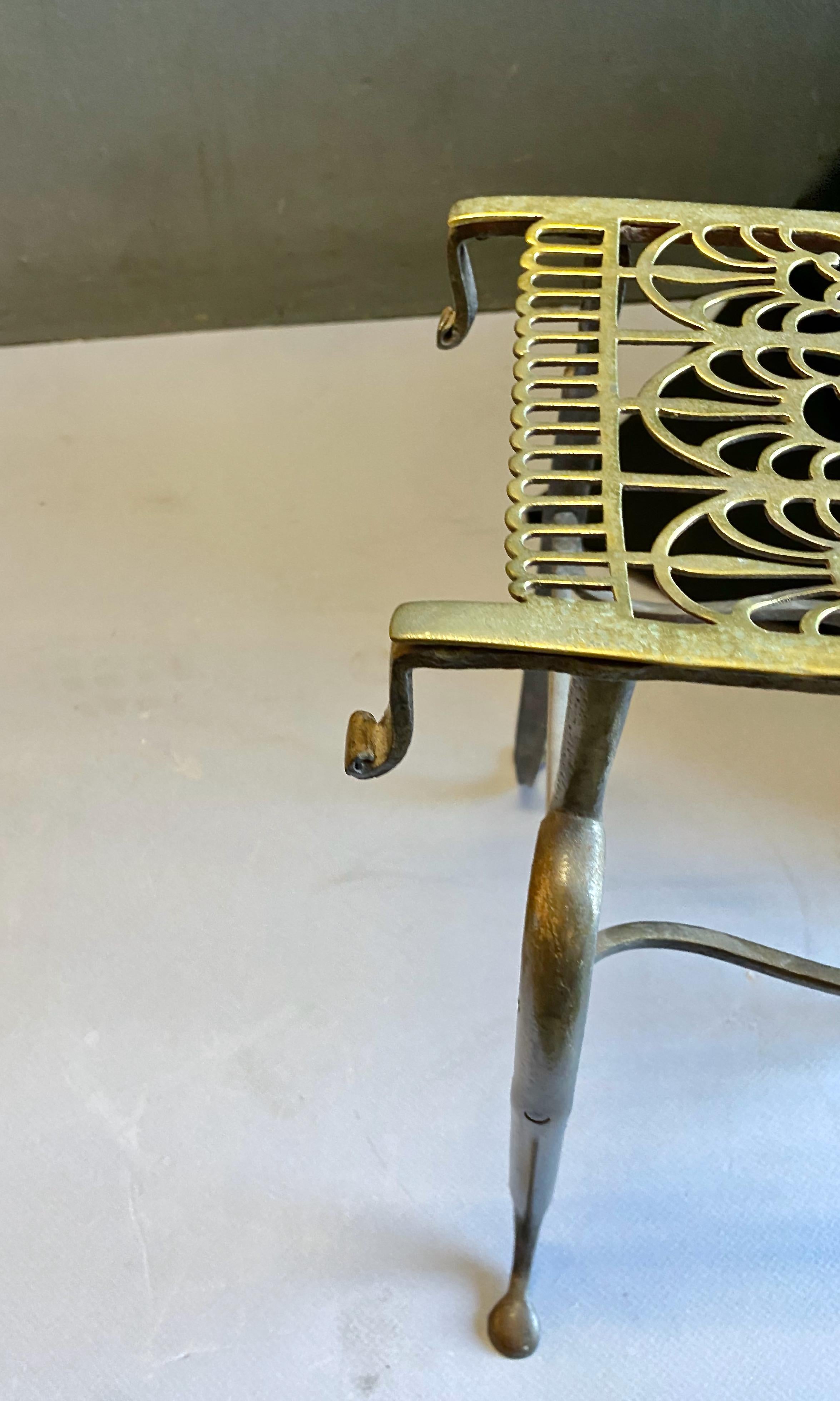 18th Century Pierced Brass Trivet In Fair Condition In Pasadena, CA