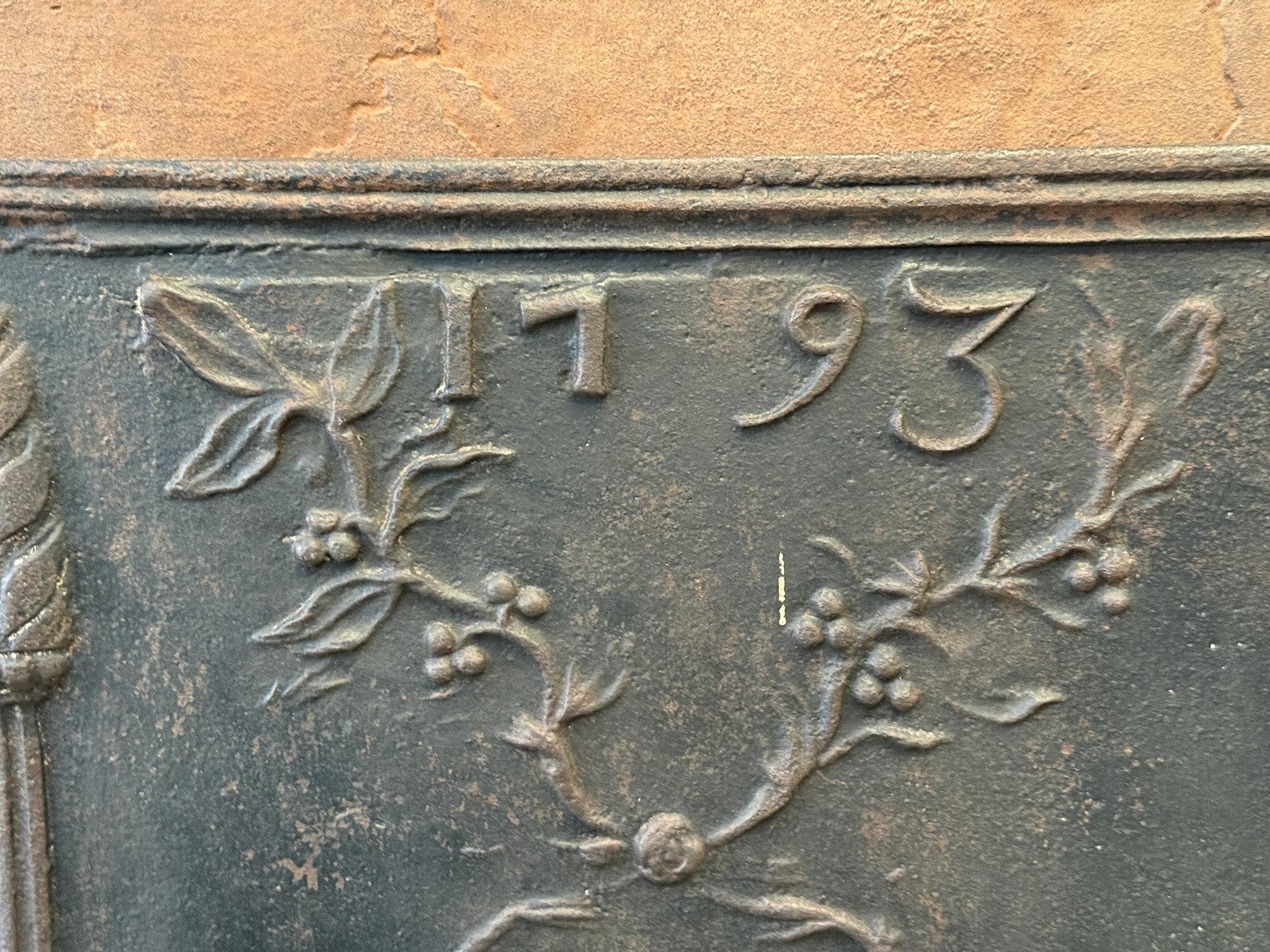 Cast 18th Century 'Pillars with Decoration' Fireback / Backsplash, France For Sale