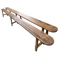 Long Benches aus Kiefernholz, 18. Jahrhundert