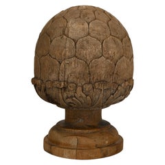 18th Century Pine Nut Carved in Oak German Banister Knob