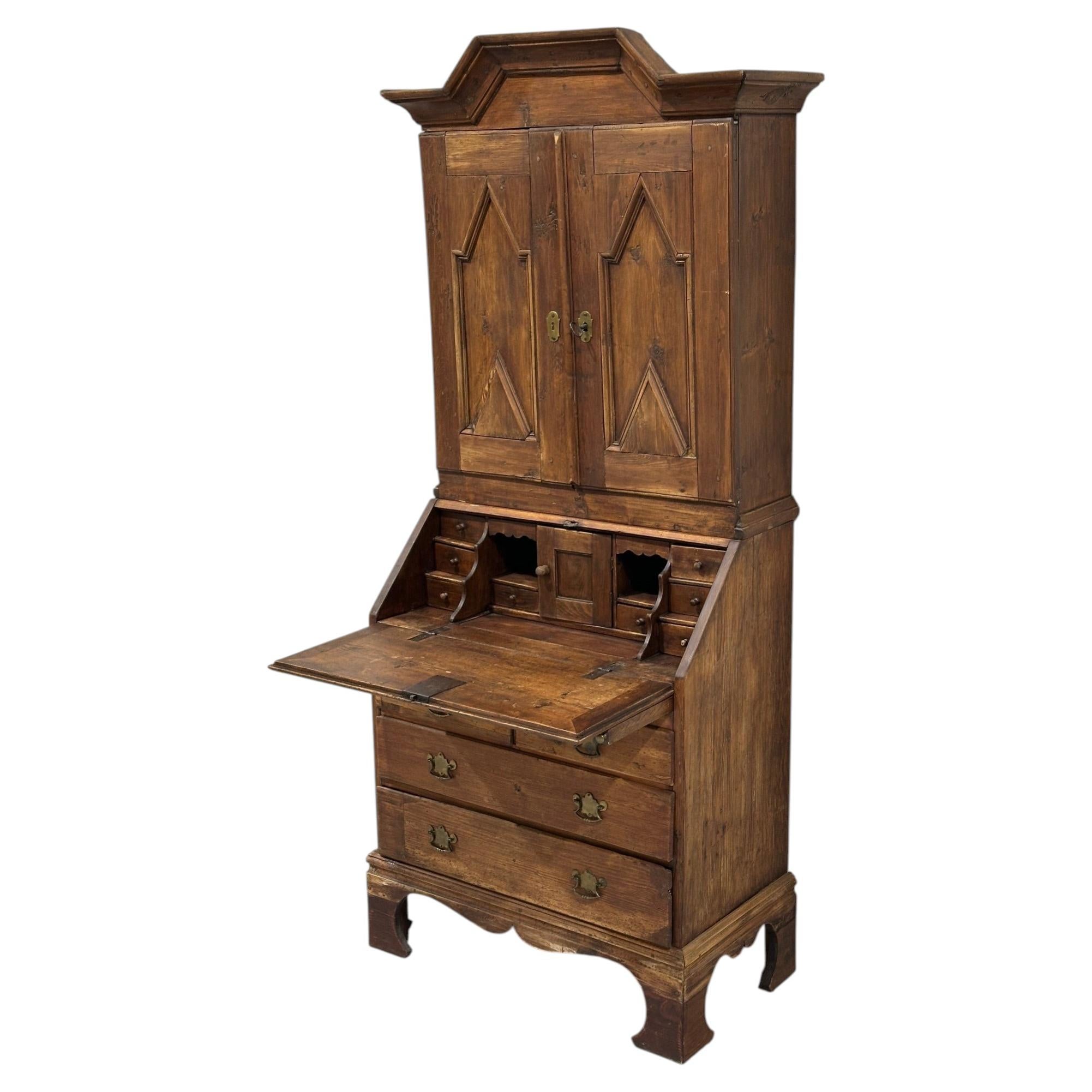 18th Century pine secretaire bookcase