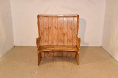 18th Century Pine Settle with Curved Back