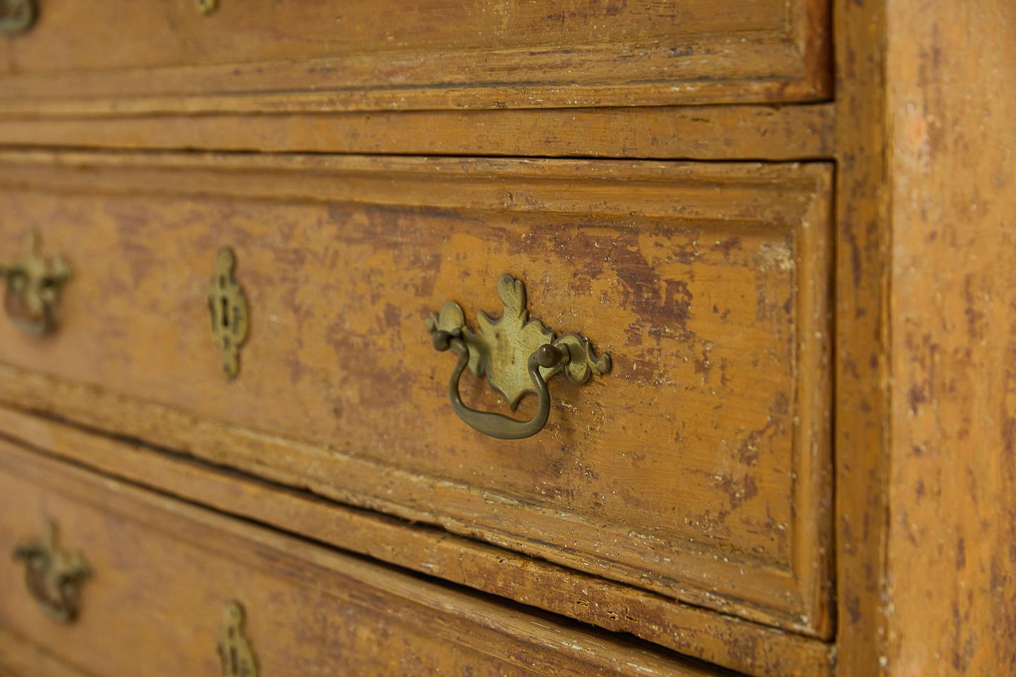18th Century and Earlier 18th Century Pinewood Bureau Cabinet with Original Paint For Sale