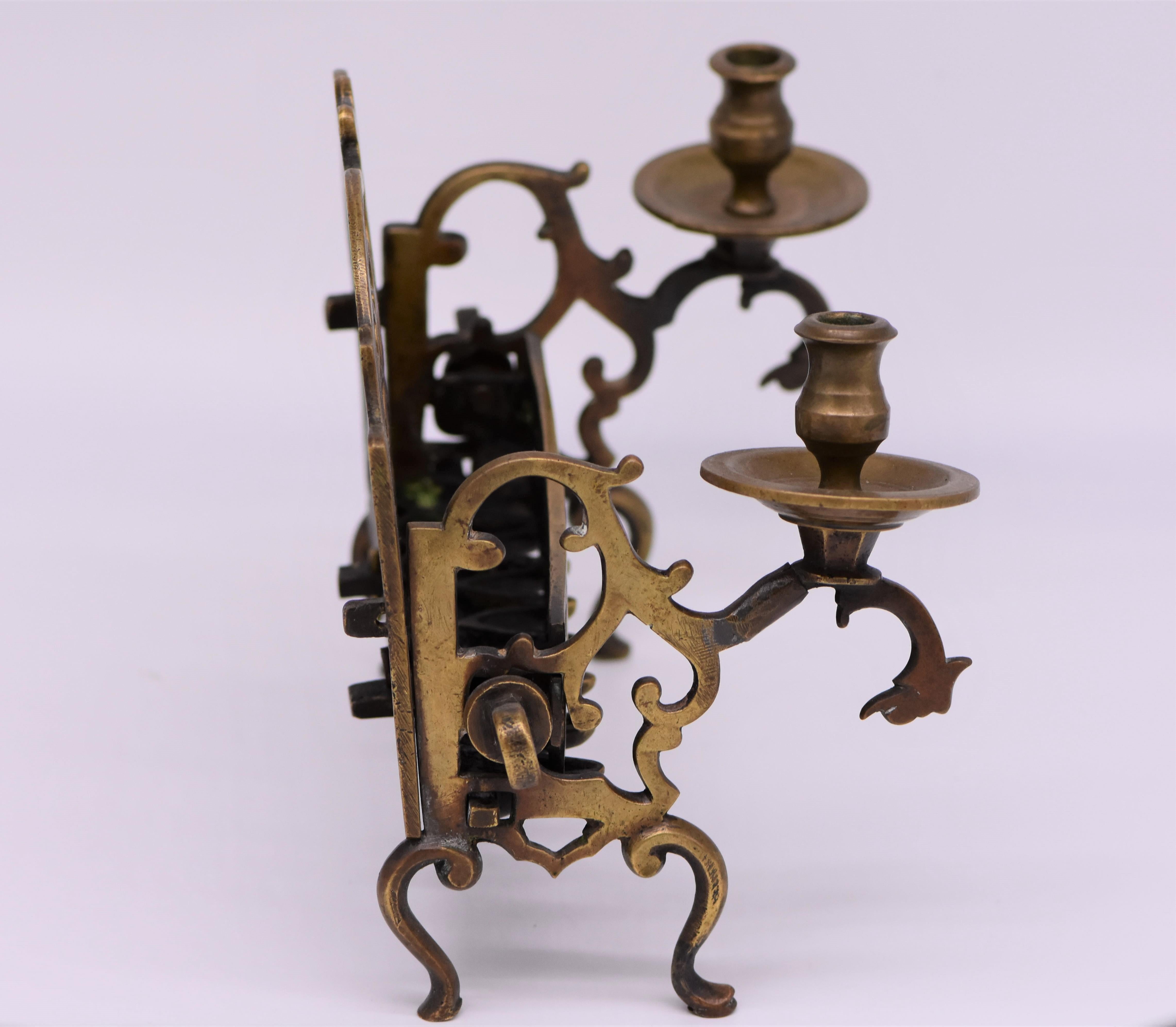 Cast 18th Century Polish Brass Hanukkah Lamp For Sale