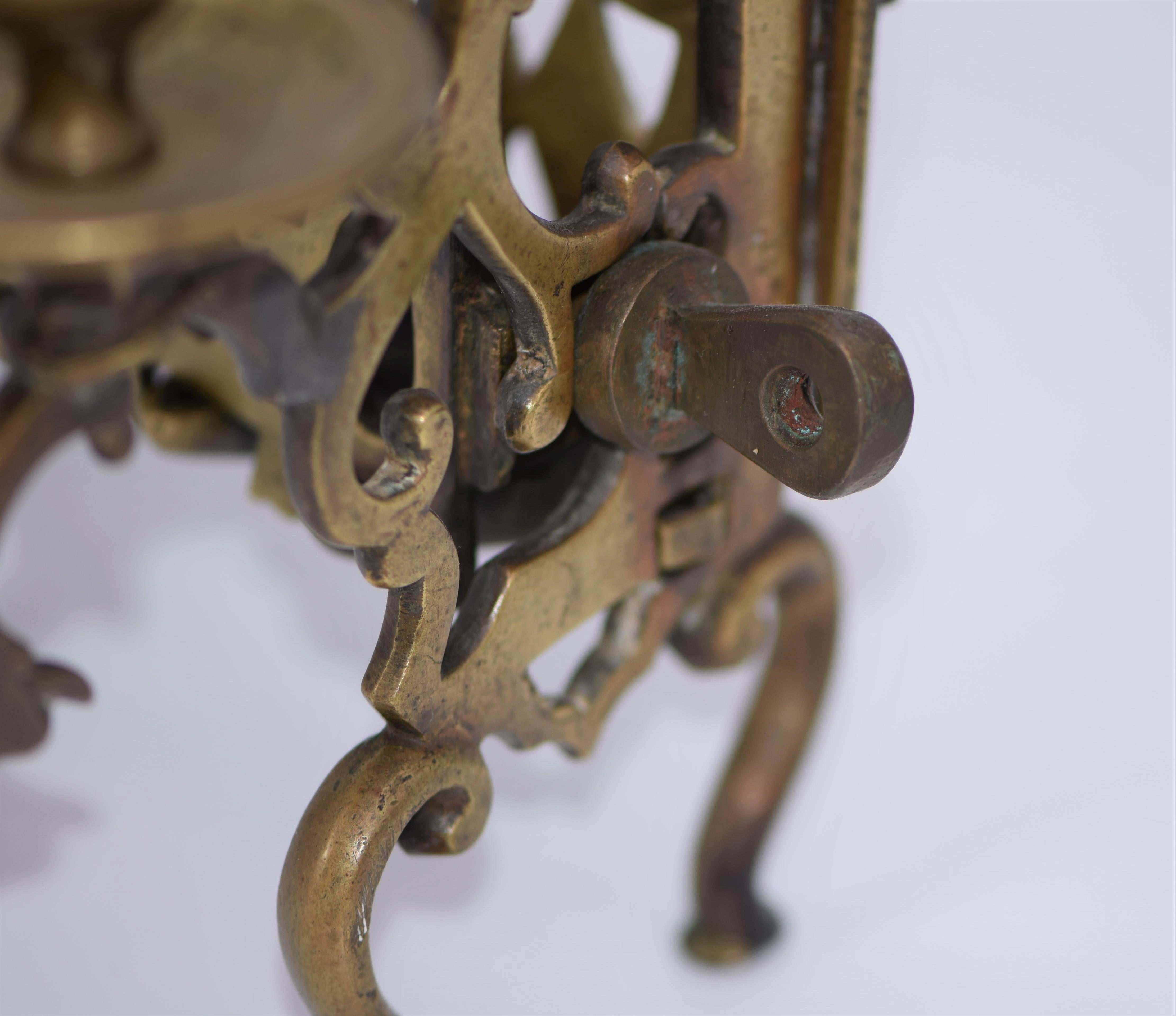 17th Century 18th Century Polish Brass Hanukkah Lamp For Sale
