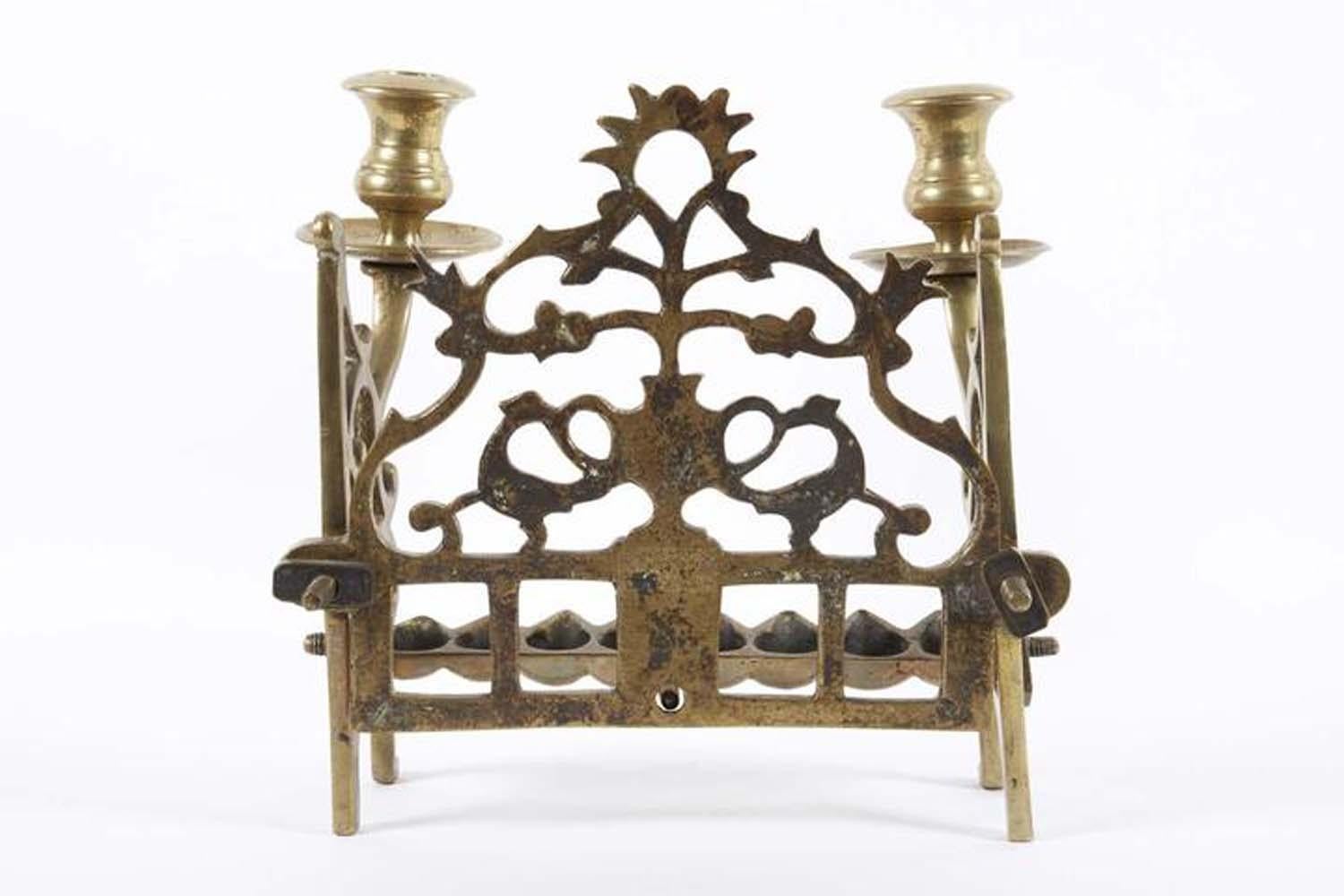 18th Century Polish Brass Hanukkah Lamp For Sale 2