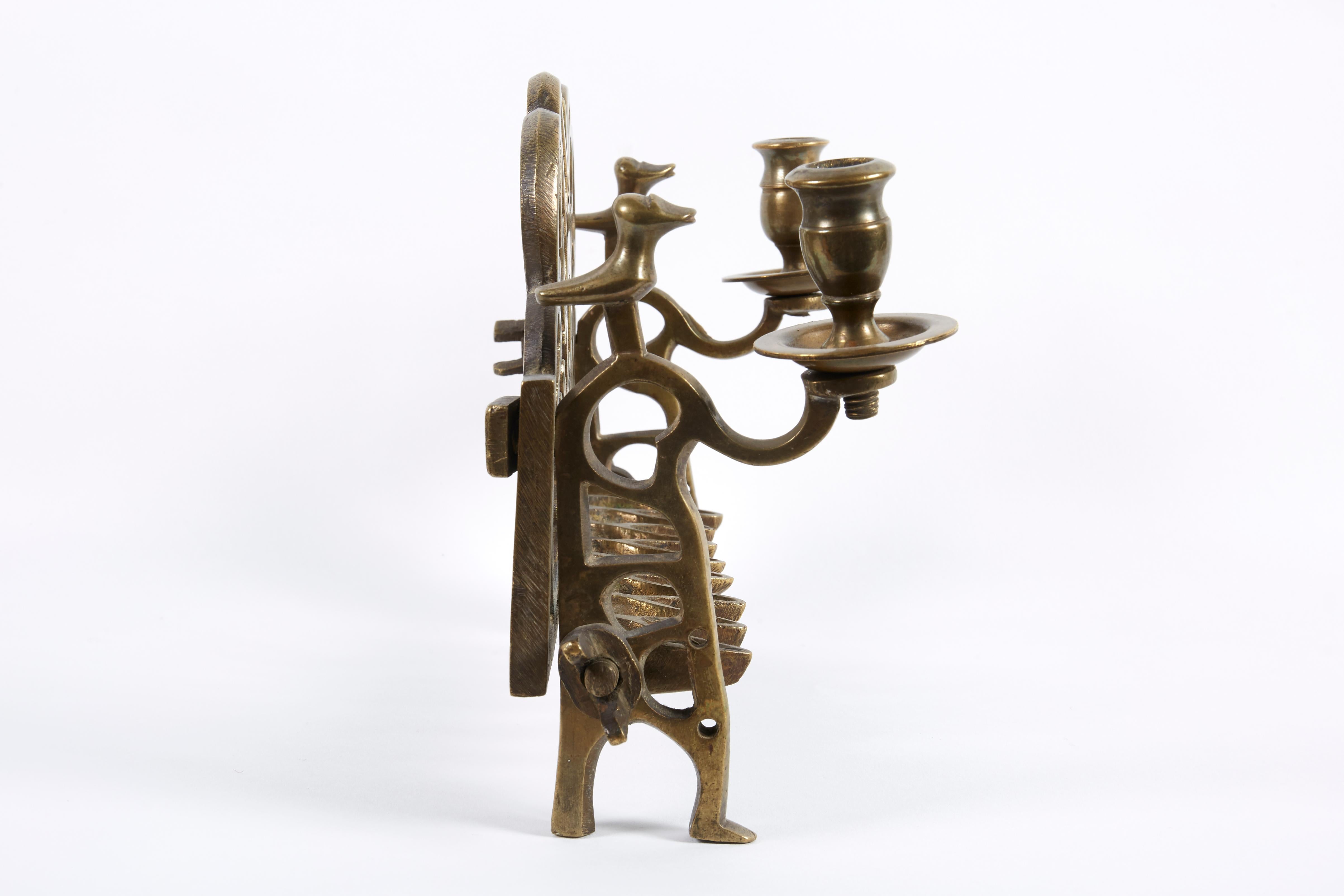 18th Century and Earlier 18th Century Polish Brass Hanukkah Lamp Menorah For Sale