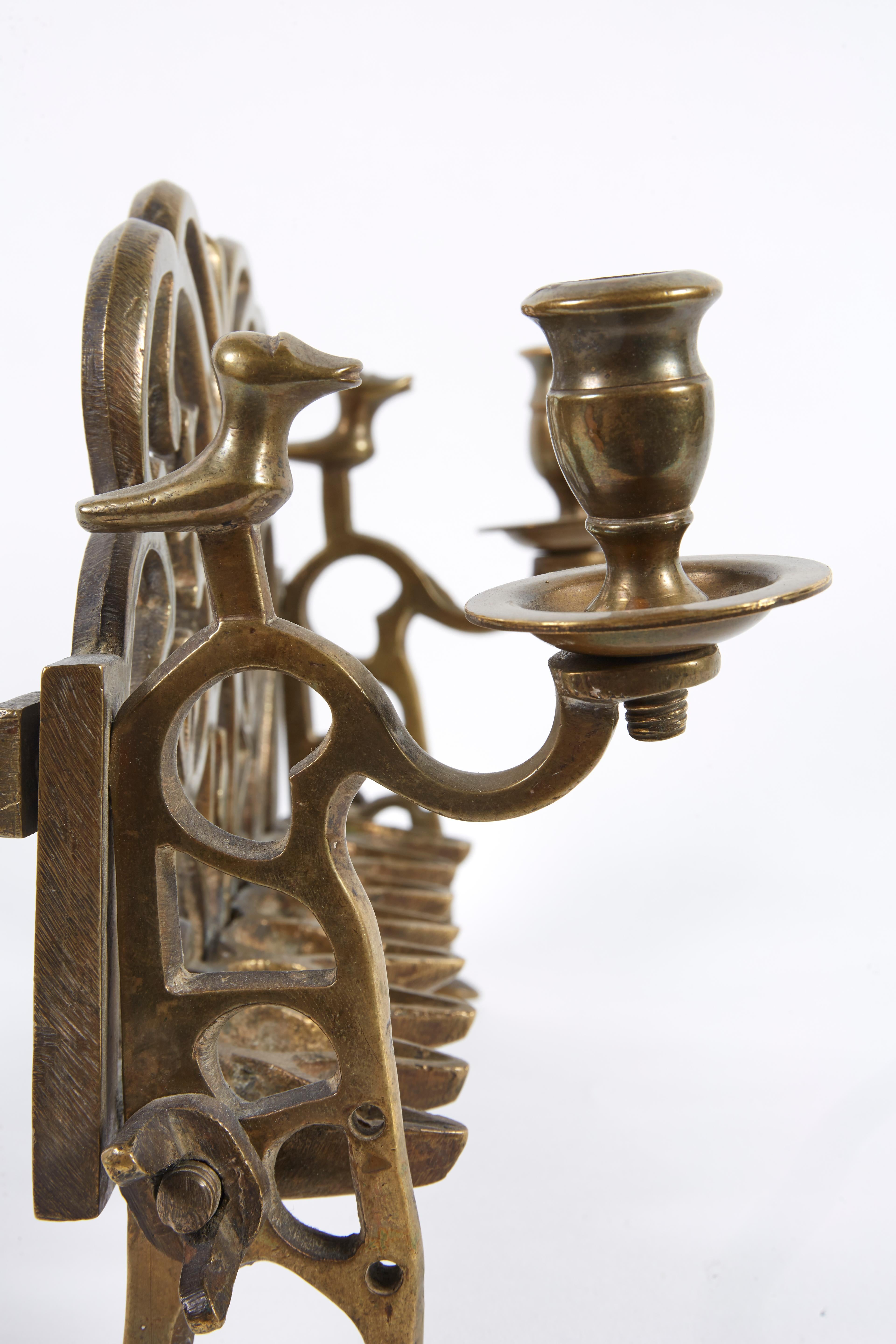 18th Century Polish Brass Hanukkah Lamp Menorah For Sale 1