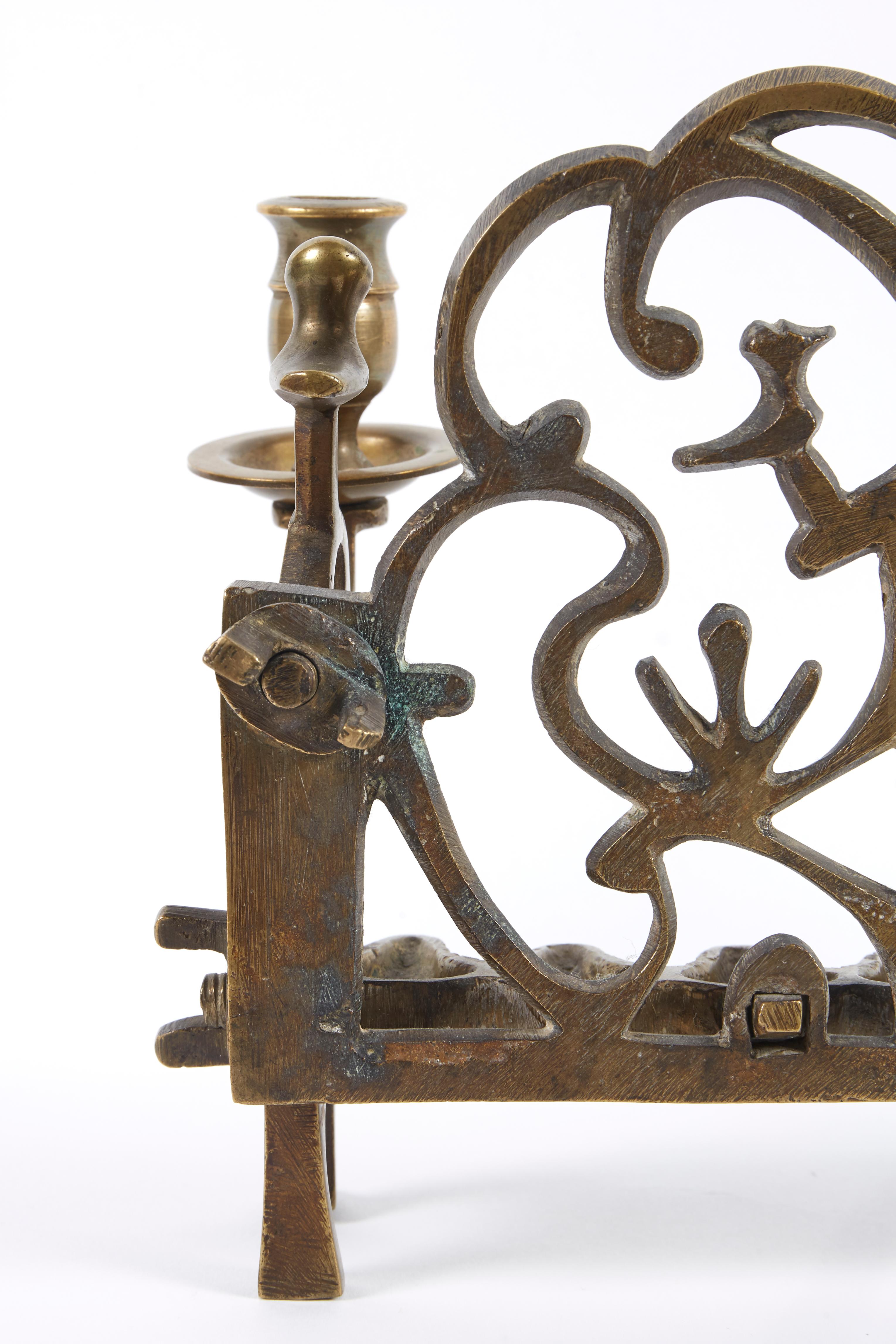 18th Century Polish Brass Hanukkah Lamp Menorah For Sale 3