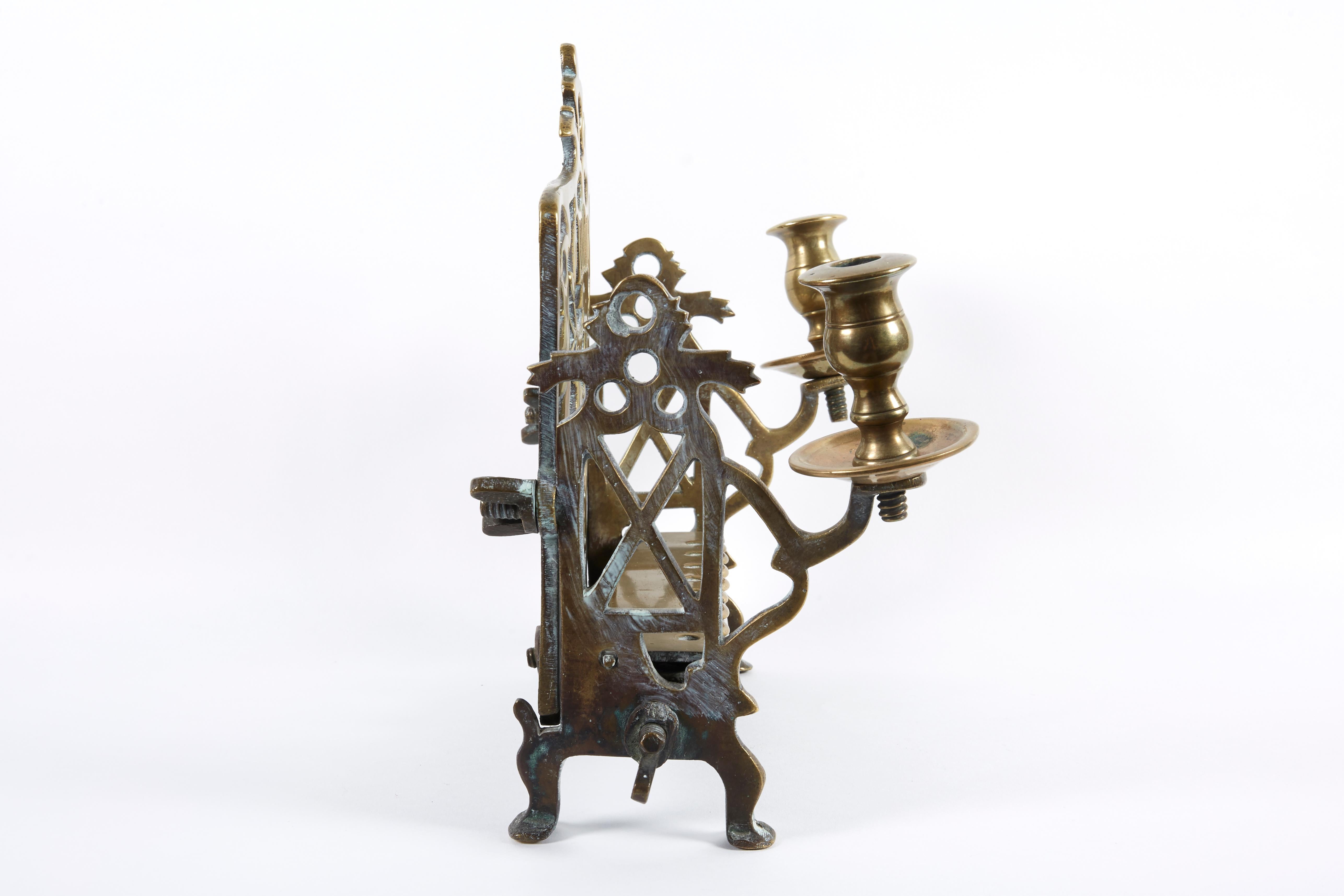 18th Century Polish Brass Hanukkah Lamp Menorah For Sale 2