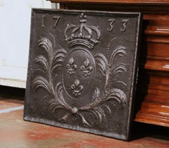 18th Century Polished Iron Fireback with Royal Coat of Arms of France