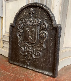 18th Century Polished Iron Fireback with "Royal Coat of Arms of France"