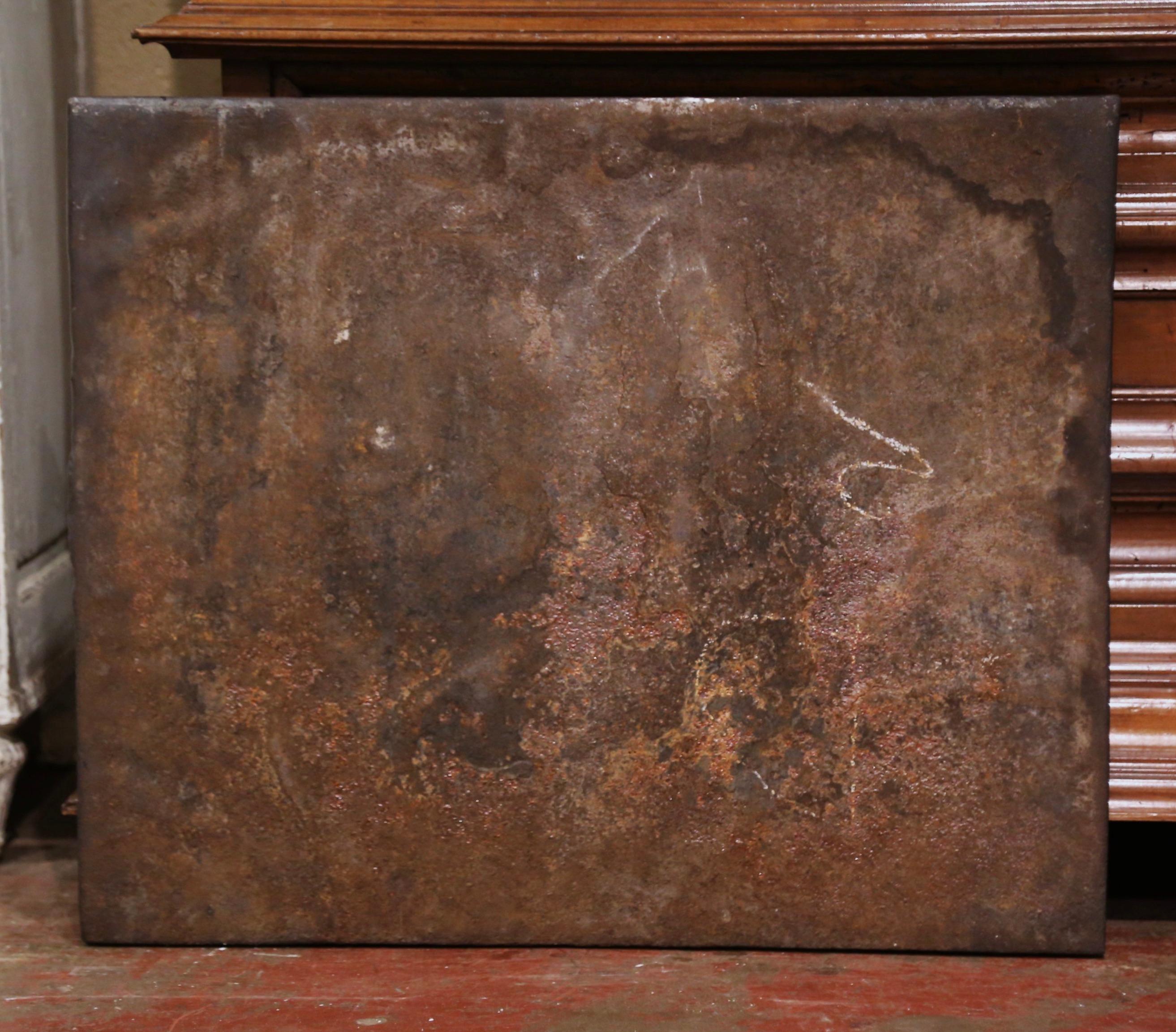 18th Century Polished Iron Fireback with Royal Coat of Arms of France 2
