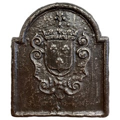 Chimenea de hierro pulido del siglo XVIII con "Escudo Real de Francia"